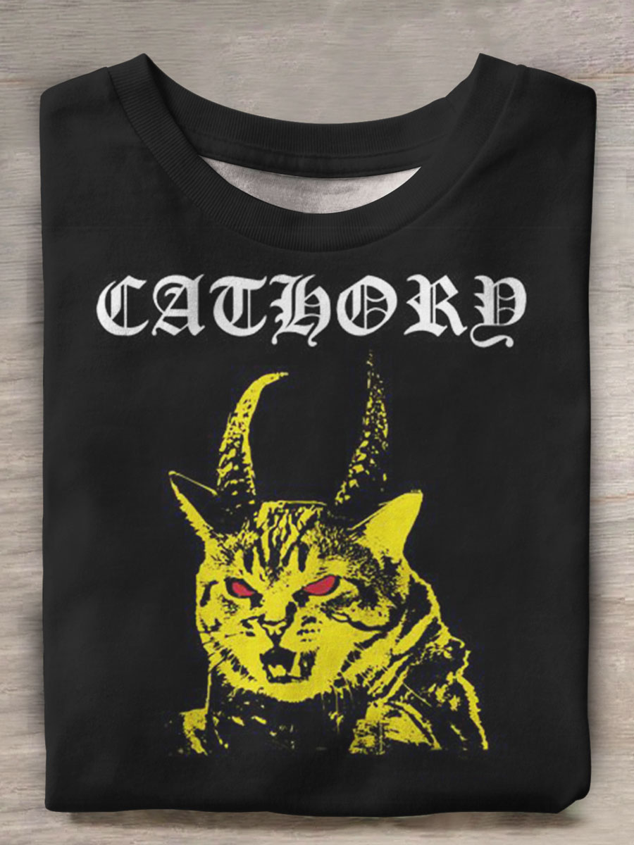 Cat Print Casual T-shirt