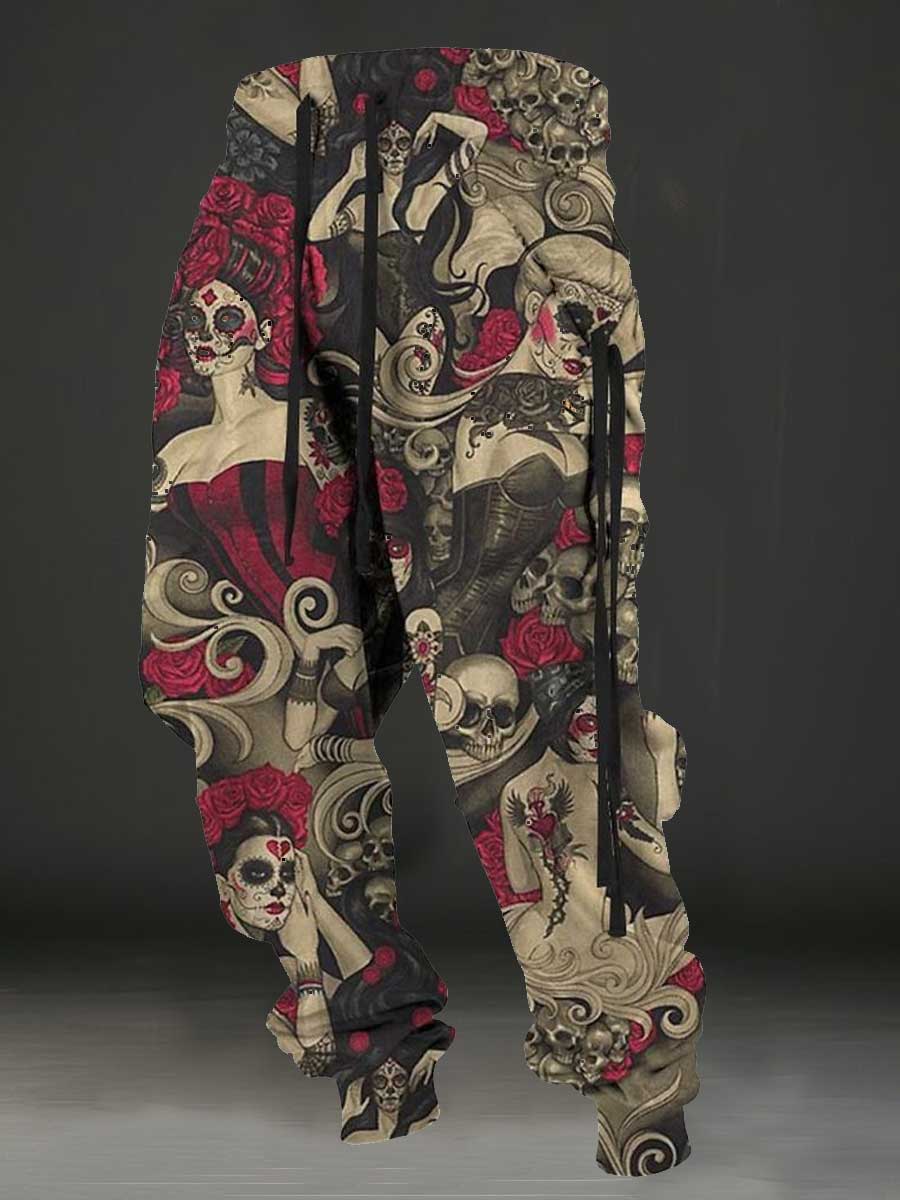 Men's Vintage Art Print Comfy 100% Cotton Pants