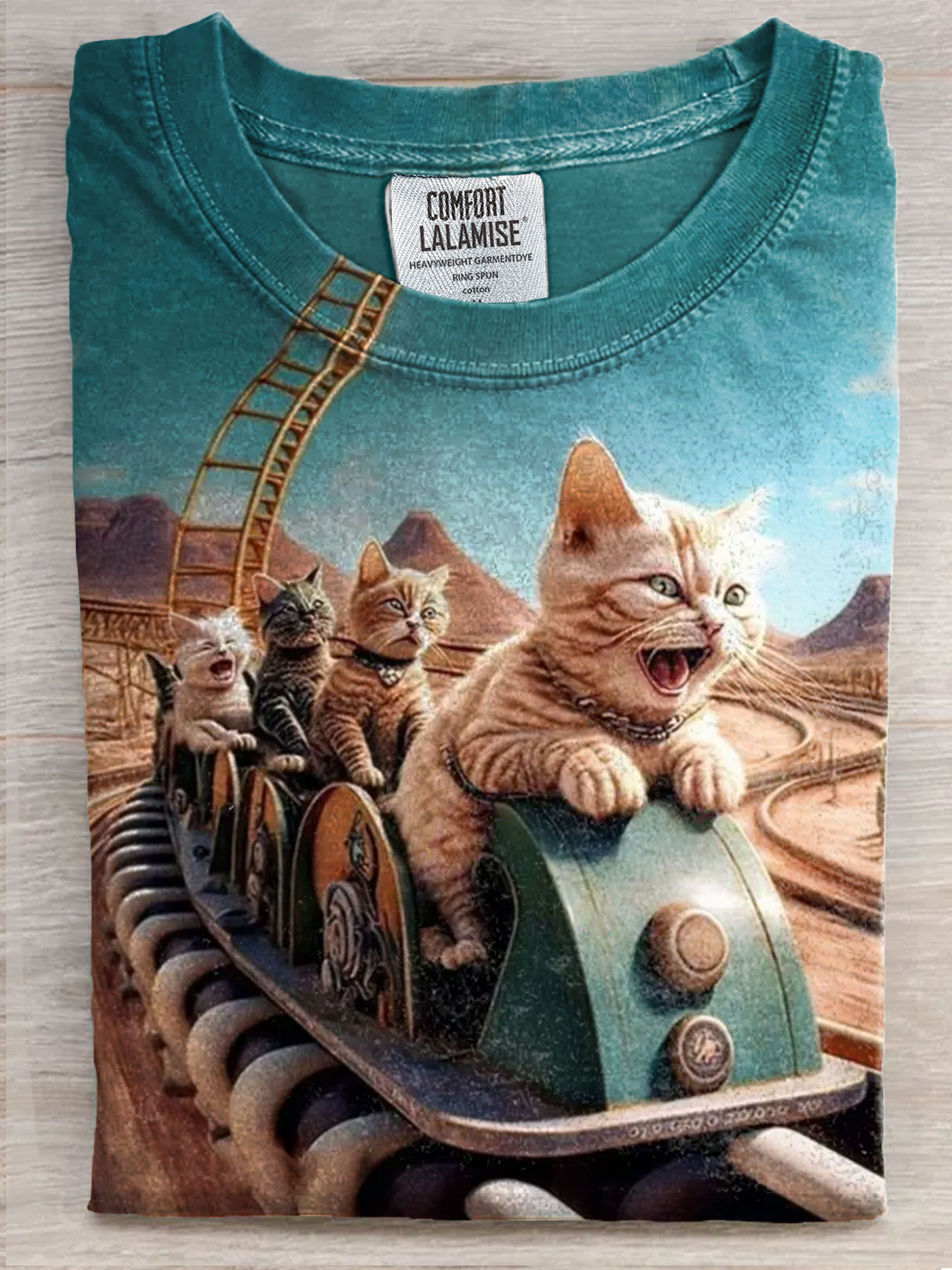 Funny Cat Art Print Casaul Short Sleeve T-shirt