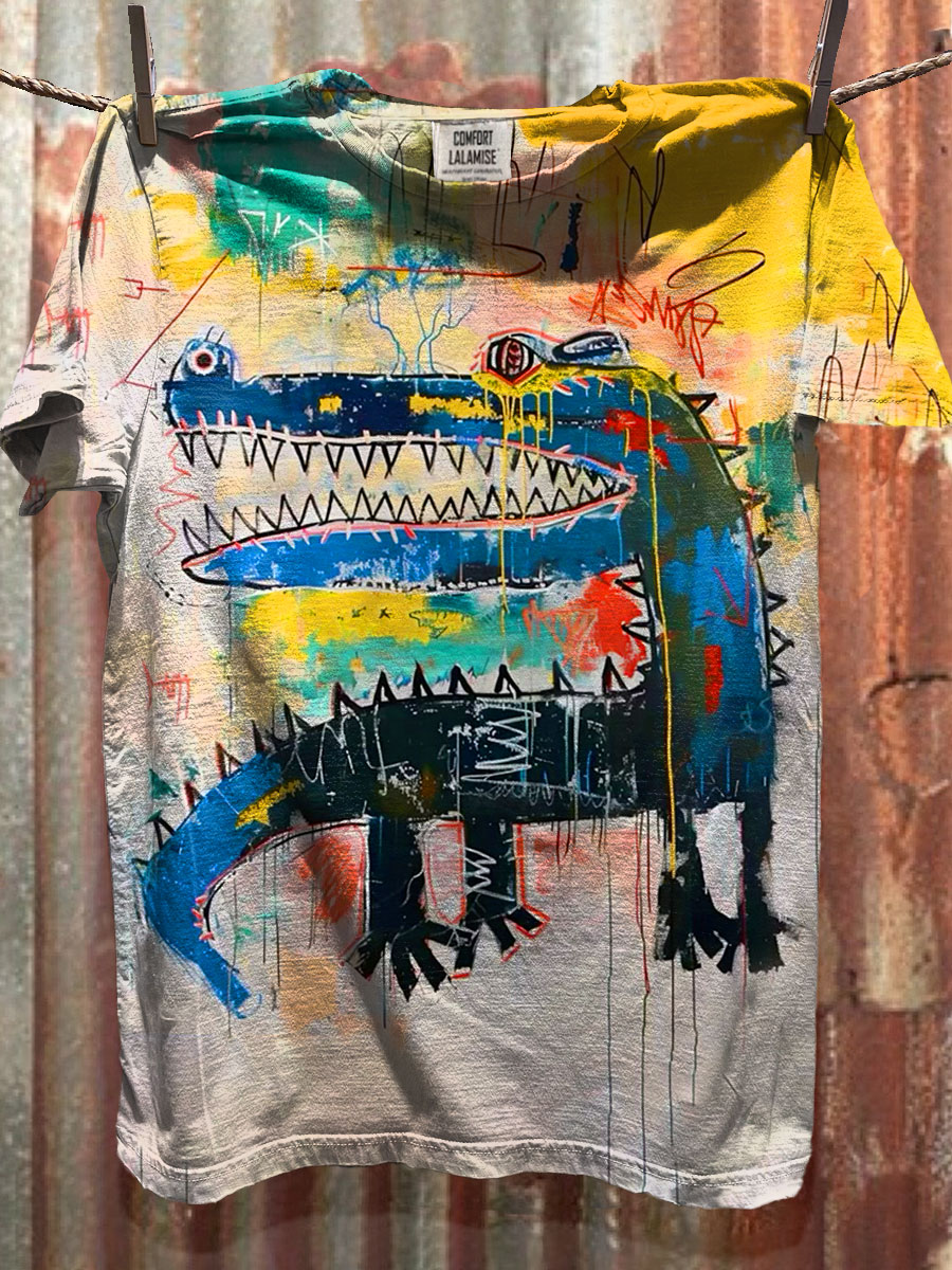 Crocodile  Art Print Casual Short Sleeve T-shirt