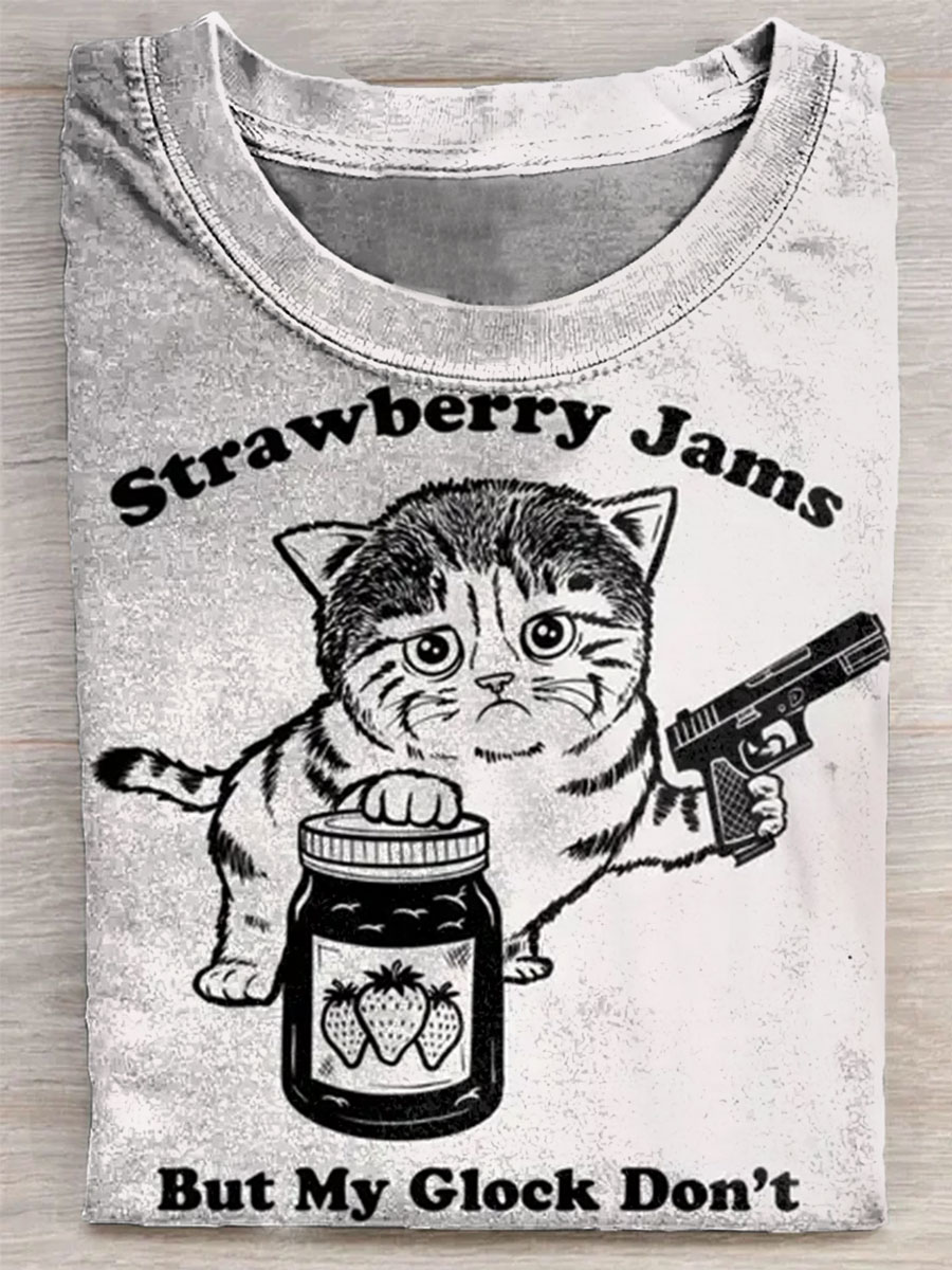 Strawberry Jams But My Glock Don’t Cat  T-shirt