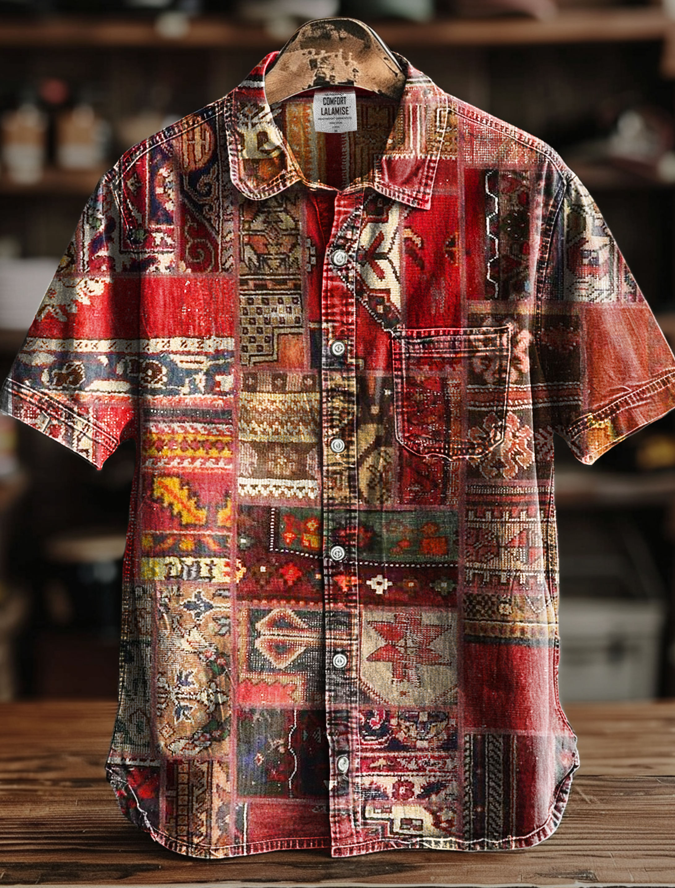 Vintage Print Casual 100% Cotton Shirt