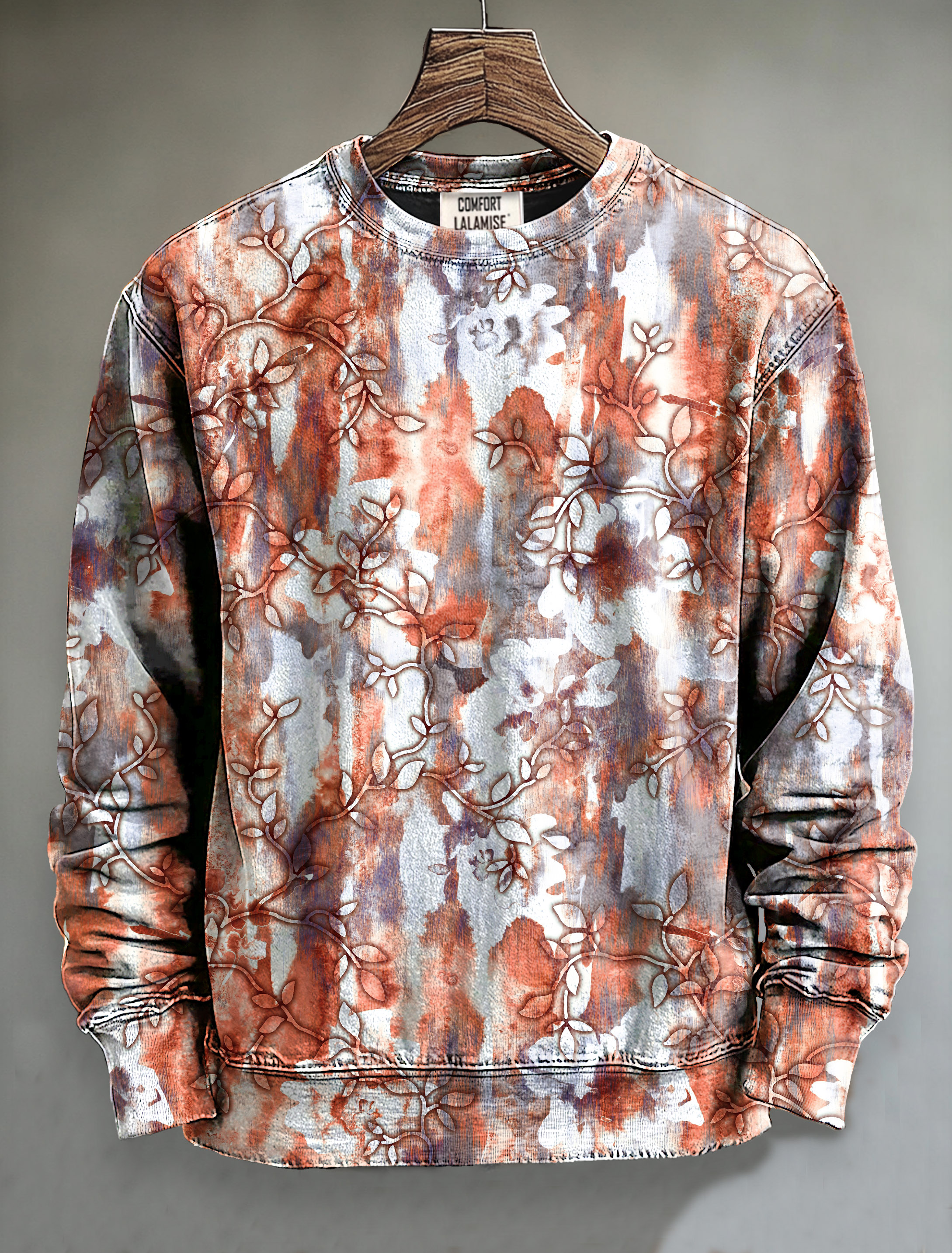 Unisex Vintage Abstract Ethnic Floral  Art Print Casual Sweatshirt