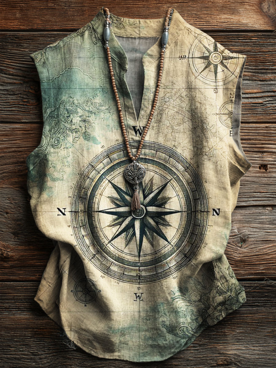 Vintage Nautical Art Print Casual Tank Top
