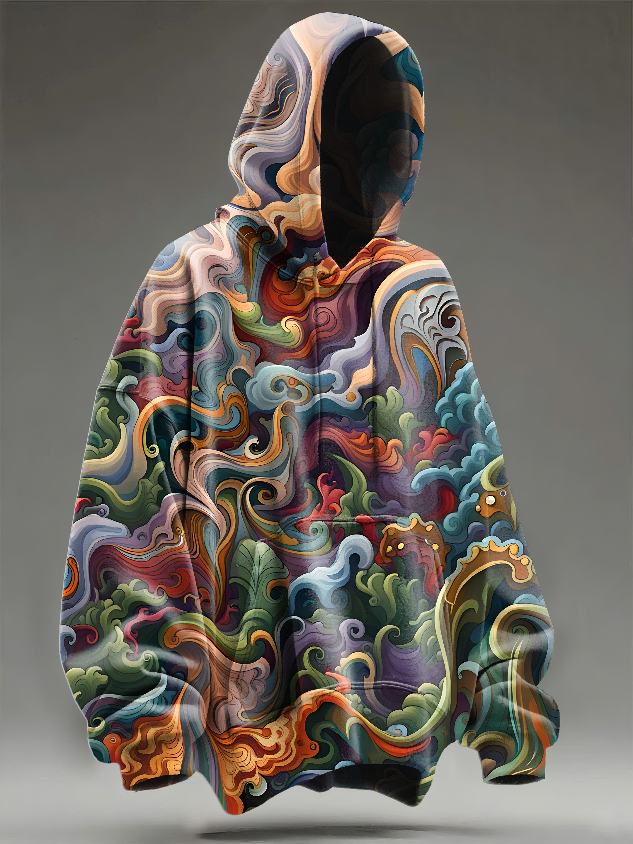 Vintage Multicolor Art Print Casual Hoodie Sweatshirt