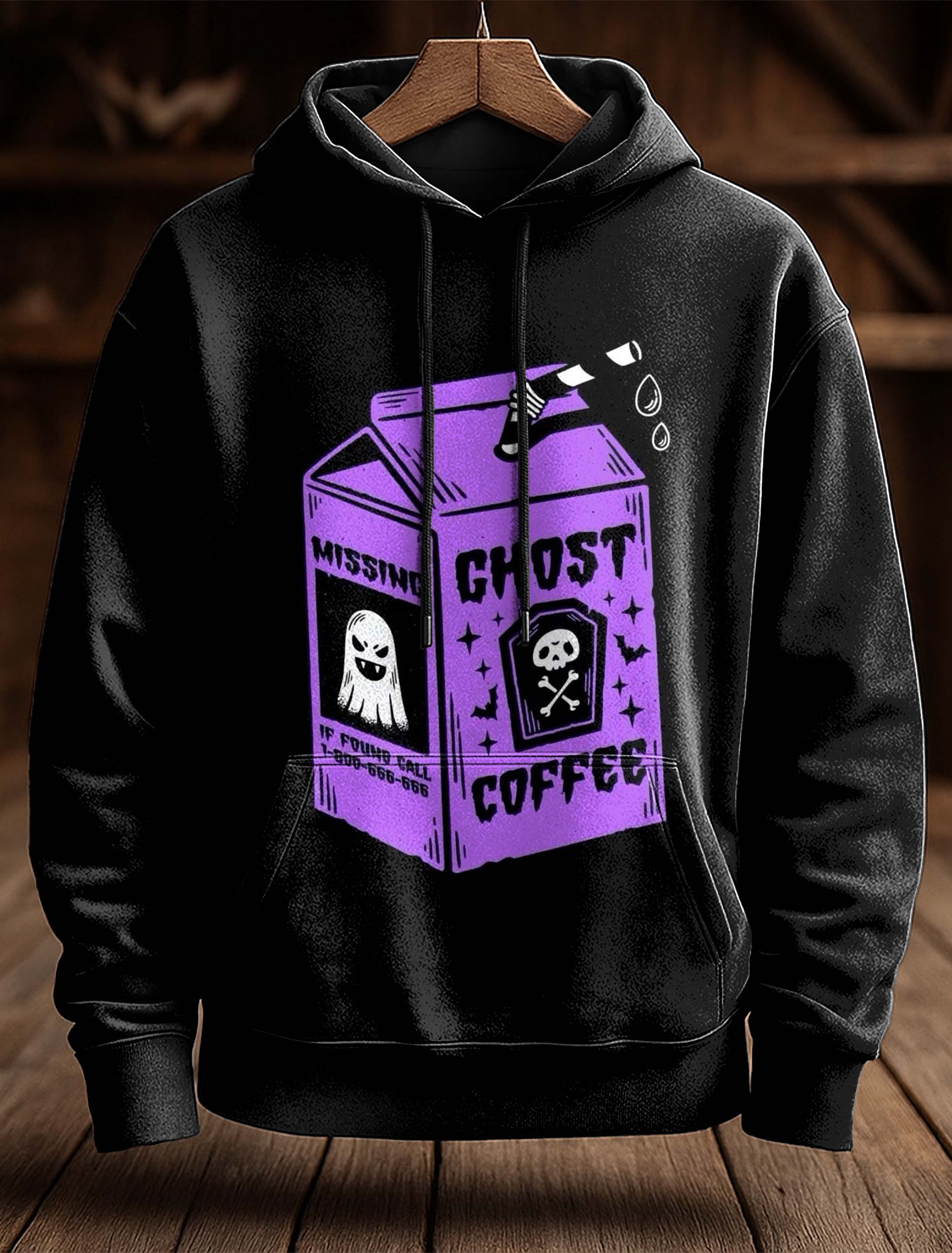 Zombie Jucie Ghost Coffee Vamp Milk Halloween Art Print Casual Hoodie Sweatshirt