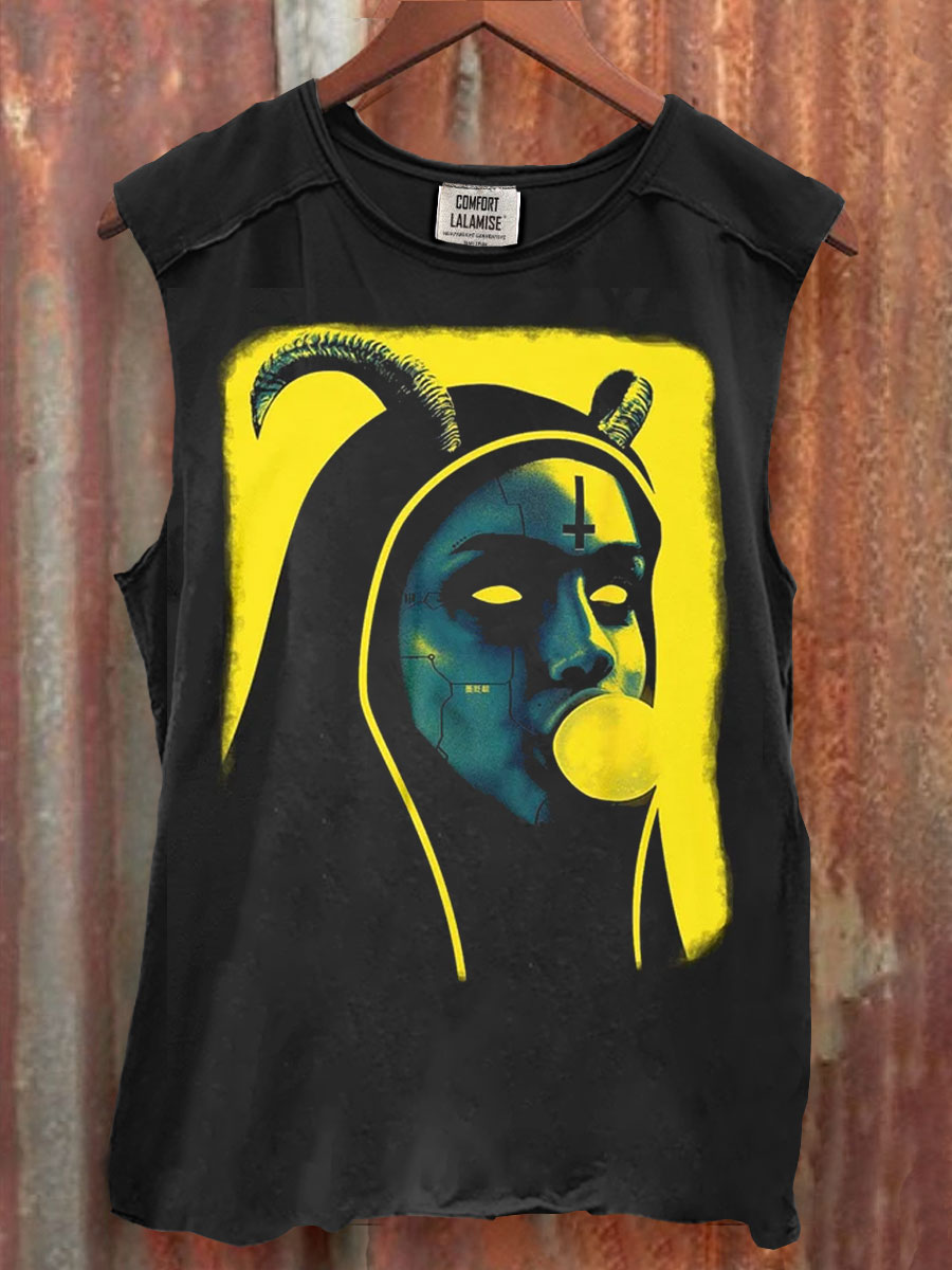 Occult Gothic Dark Satanic Unholy Nun Vintage Print 100% Cotton Casual Tank Top