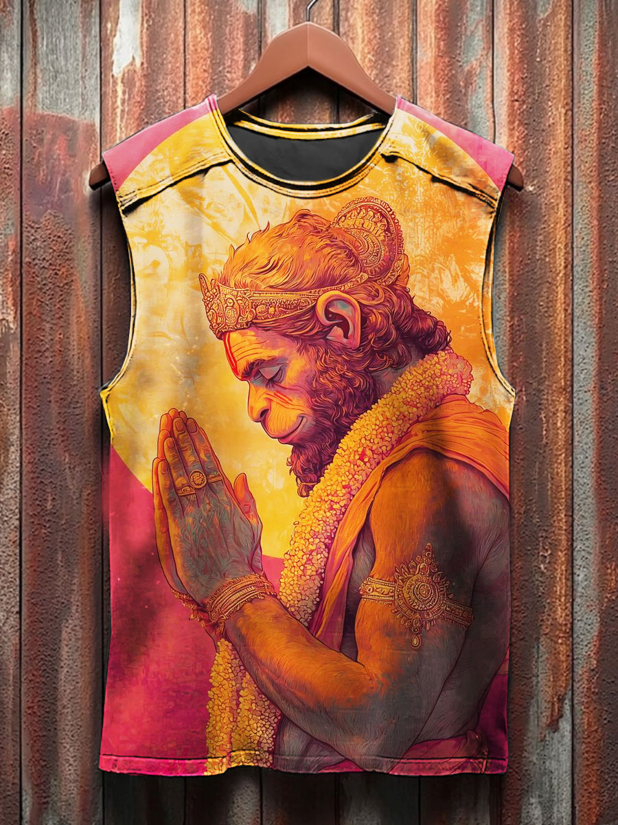 Vintage Print 100% Cotton Casual Tank Top