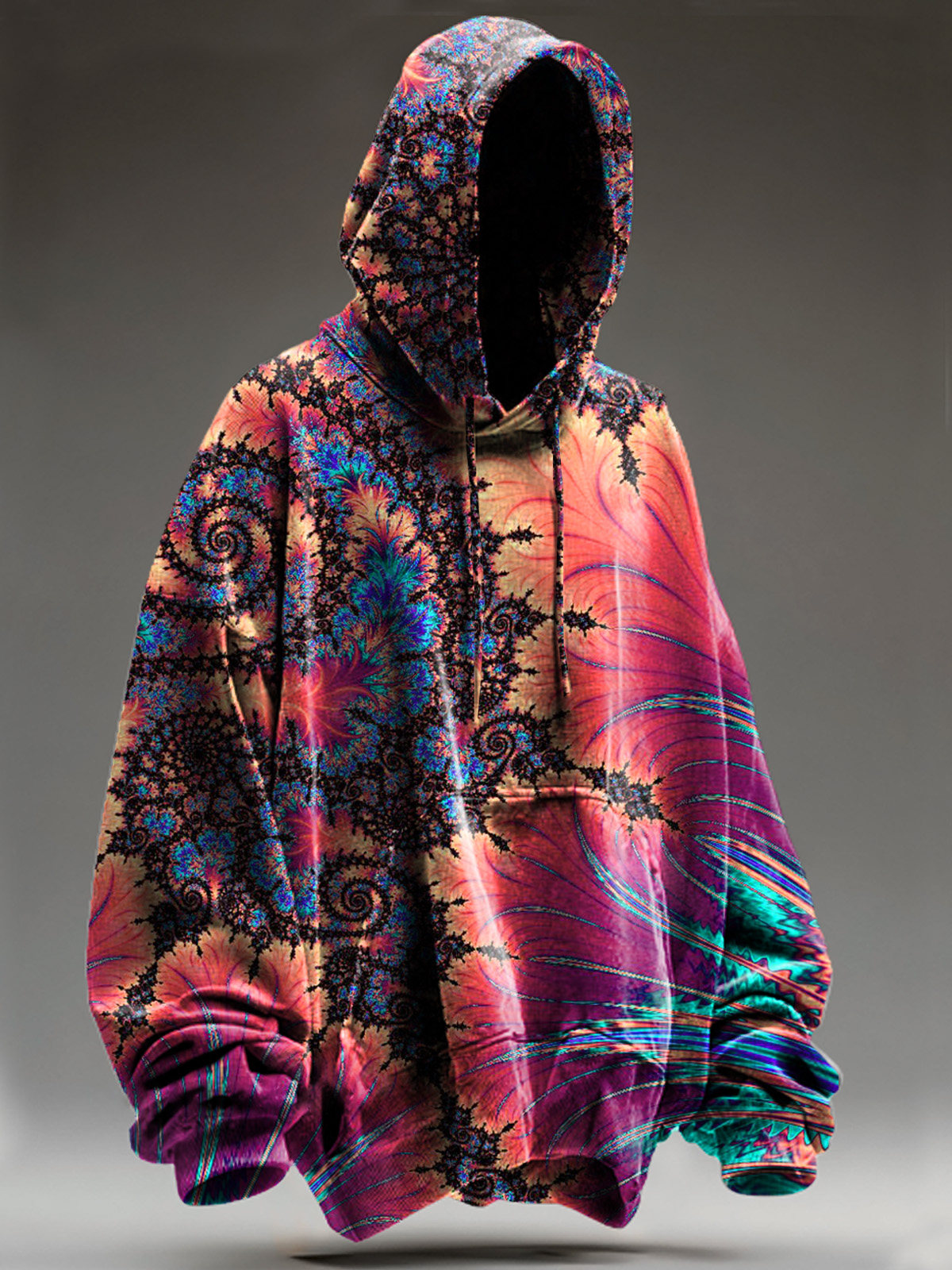 Vintage Abstract Ethnic Floral Texture Art Print Casual Hoodie Sweatshirt