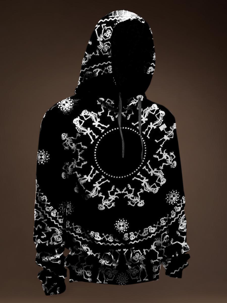 Vintage Halloween Skeleton Prints Casual Hoodie Sweatshirt