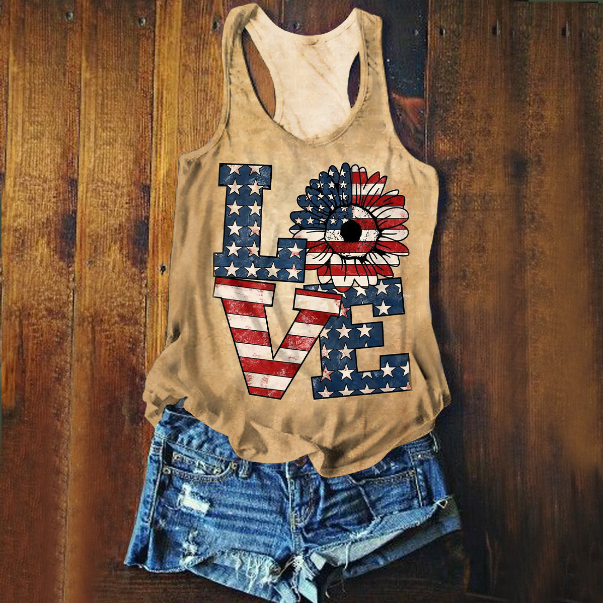 Women's Hippie Love Art Print Tank Top