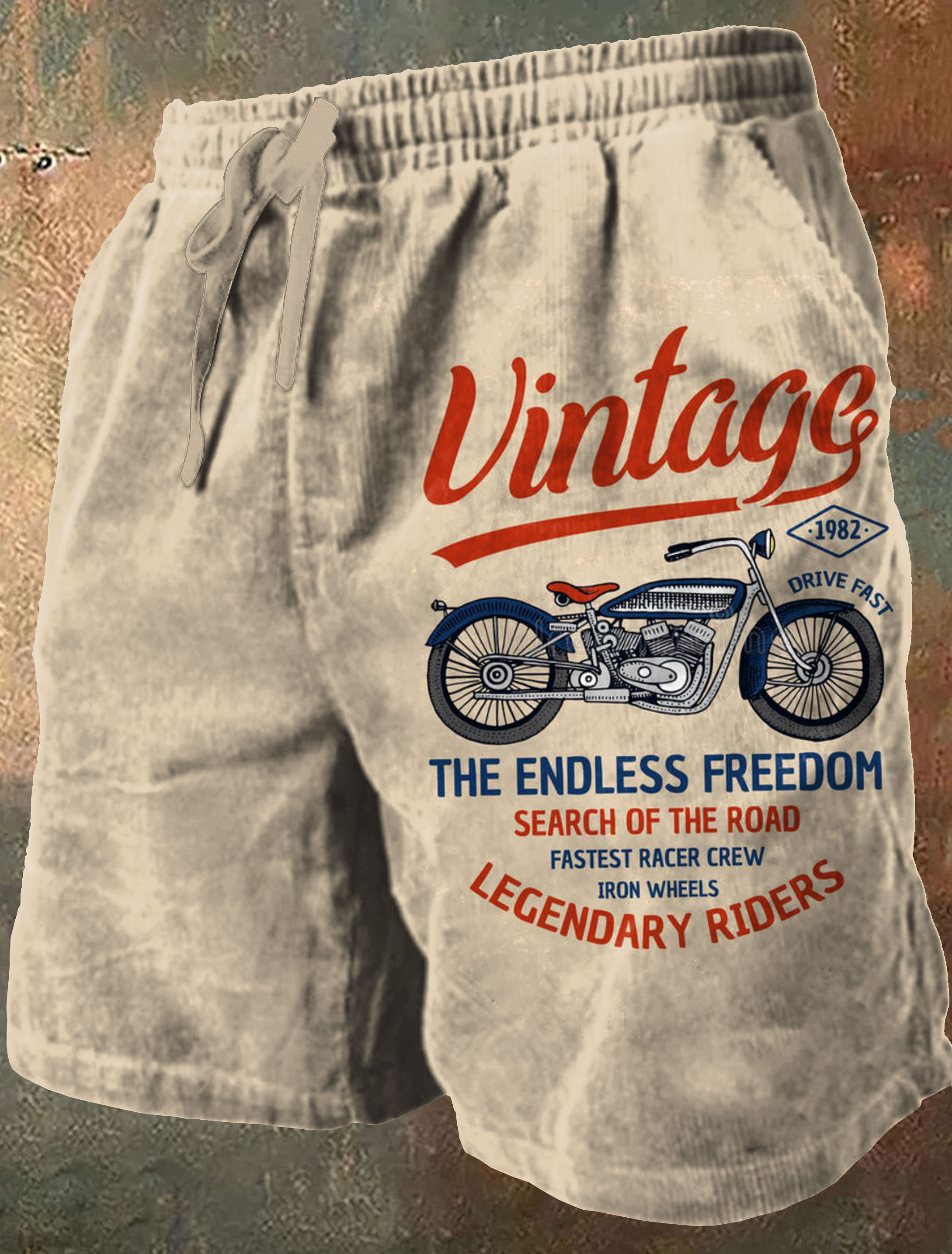 Vintage Art Print Casual Short Pants