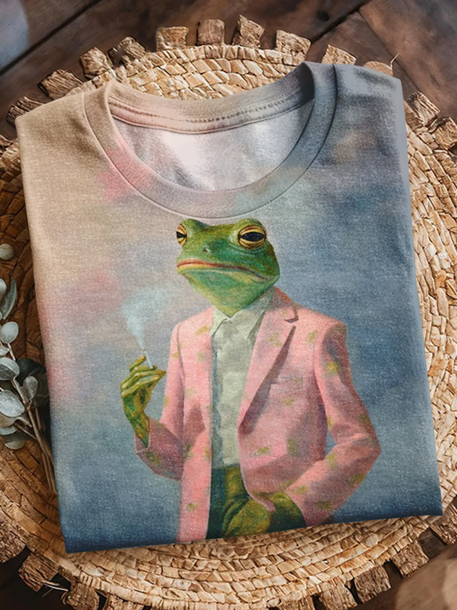 Funny And Cute Frog Print Short Sleeve T-Shirt