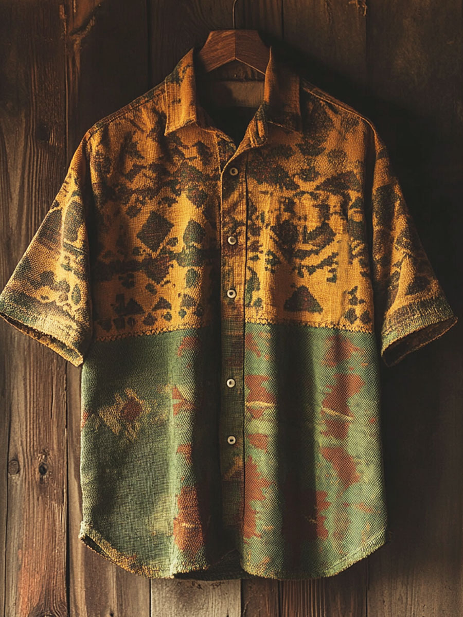 Abstract Art Print Casual 100% Cotton Shirt