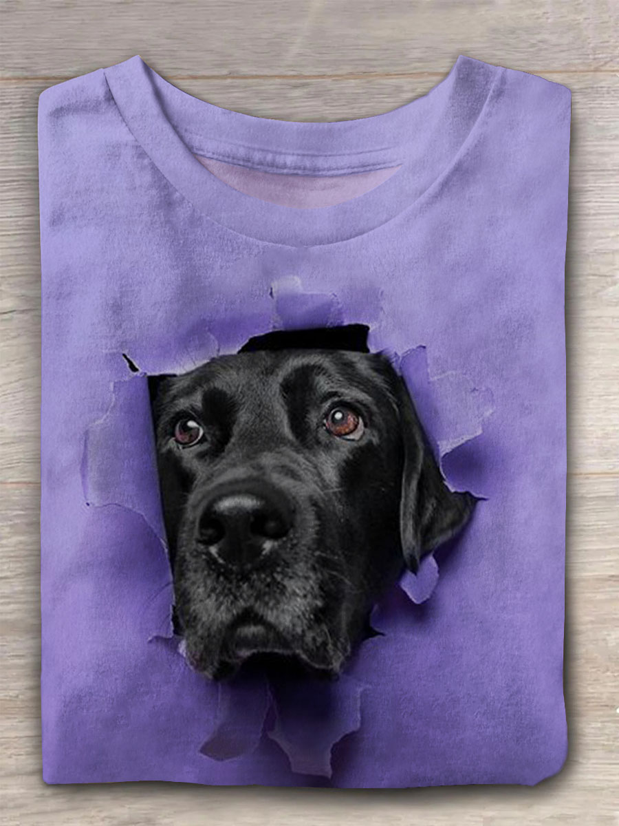 Unisex Lovely Dog Vintage Fashion Loose Short Sleeve T-Shirt