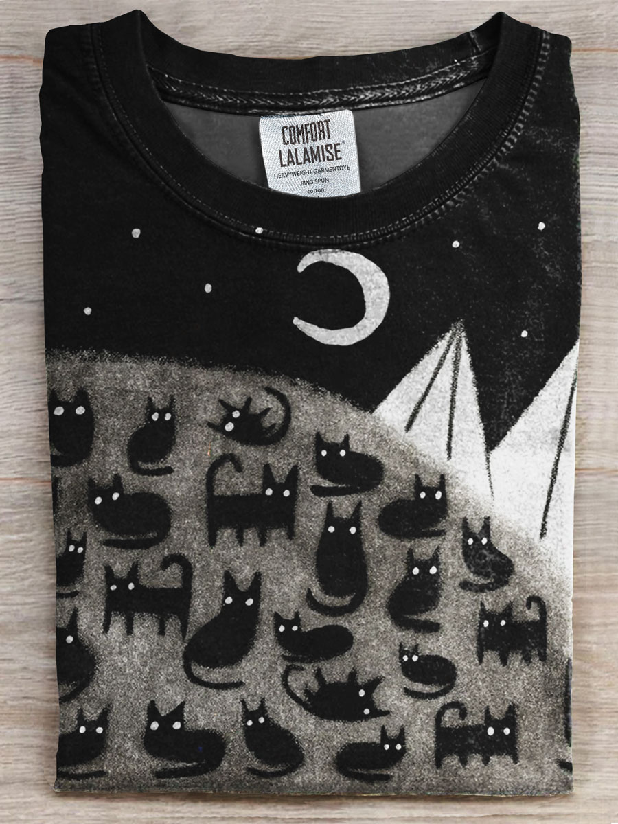 Funny Cat Print Casual T-shirt