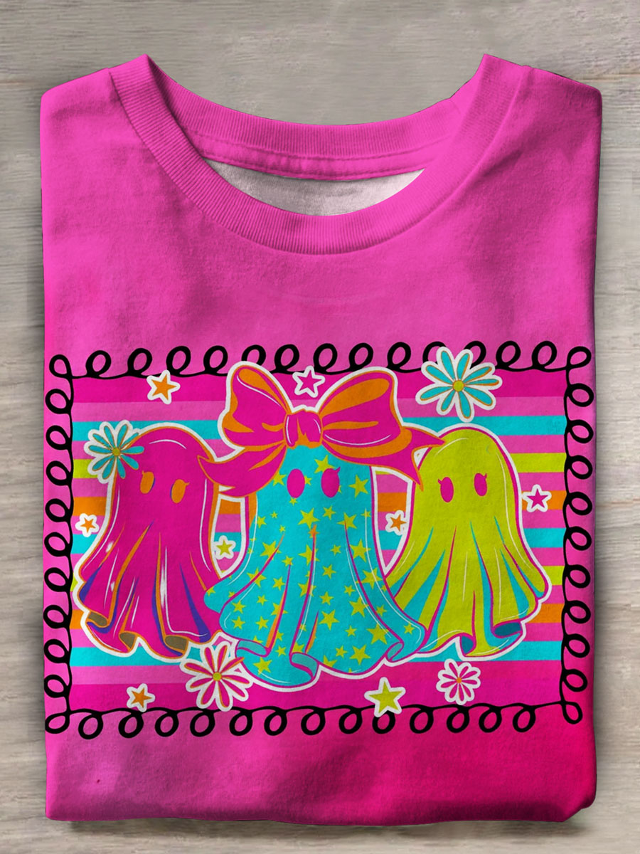 Cute Ghost Art Print Casual T-shirt