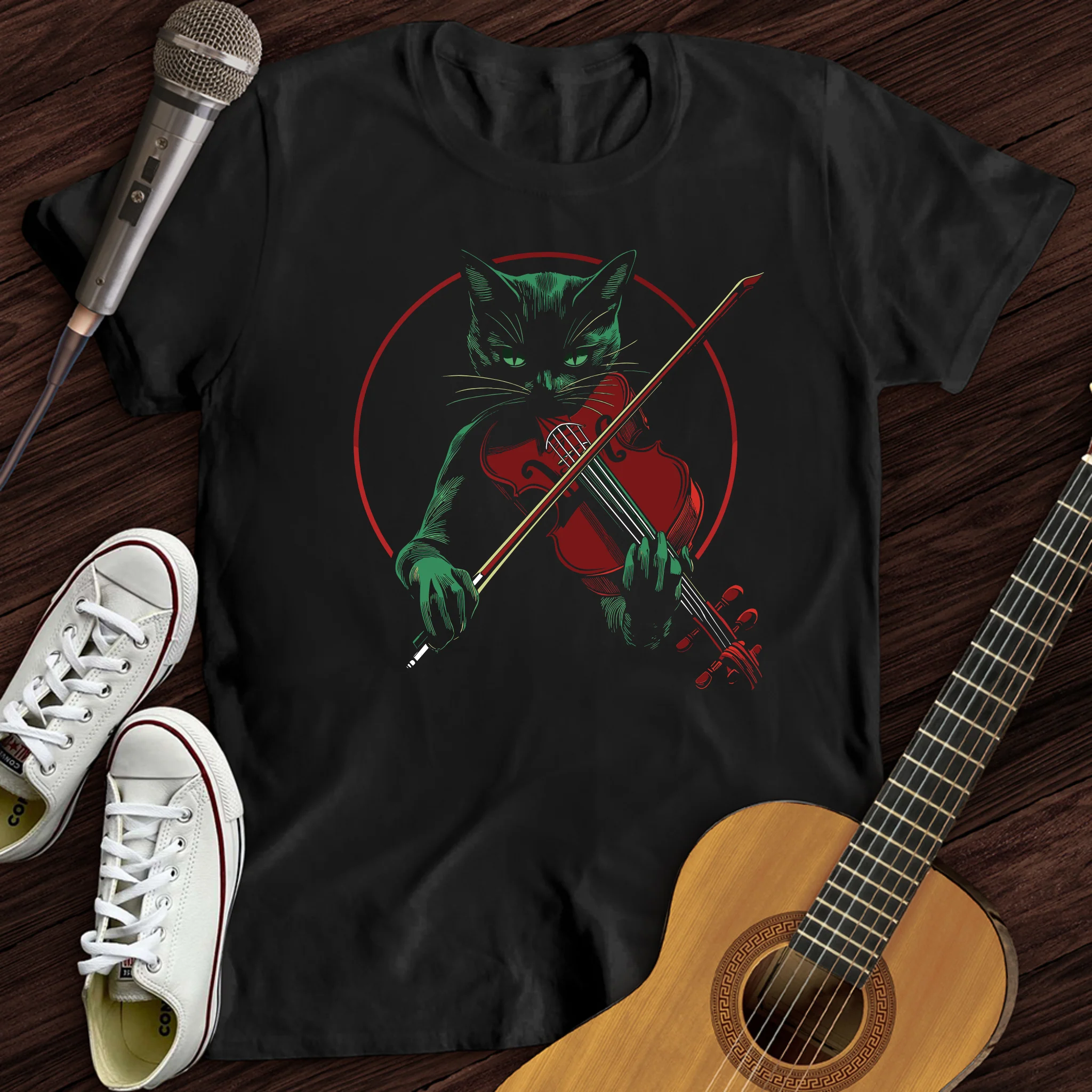 Black Cat Violin T-Shirt