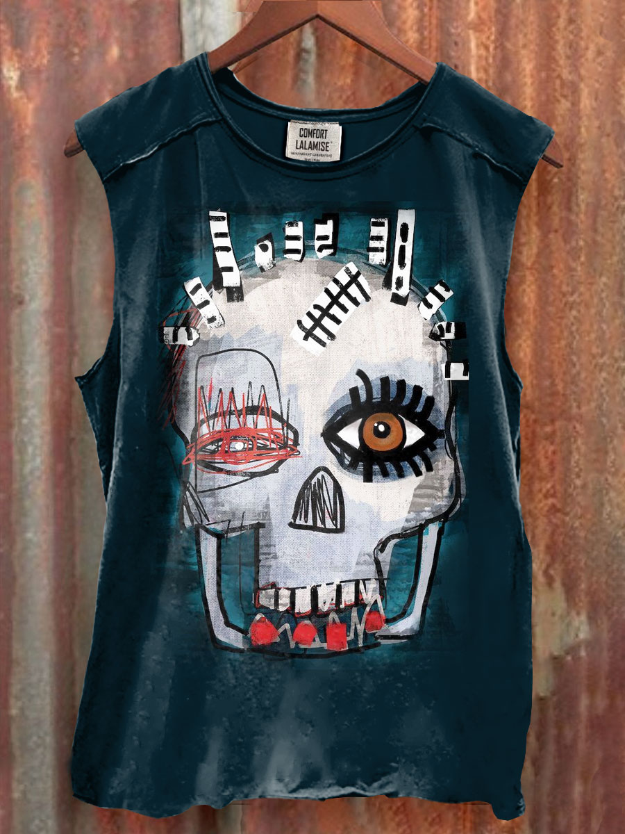 Vintage Art Print 100% Cotton Casual Tank Top