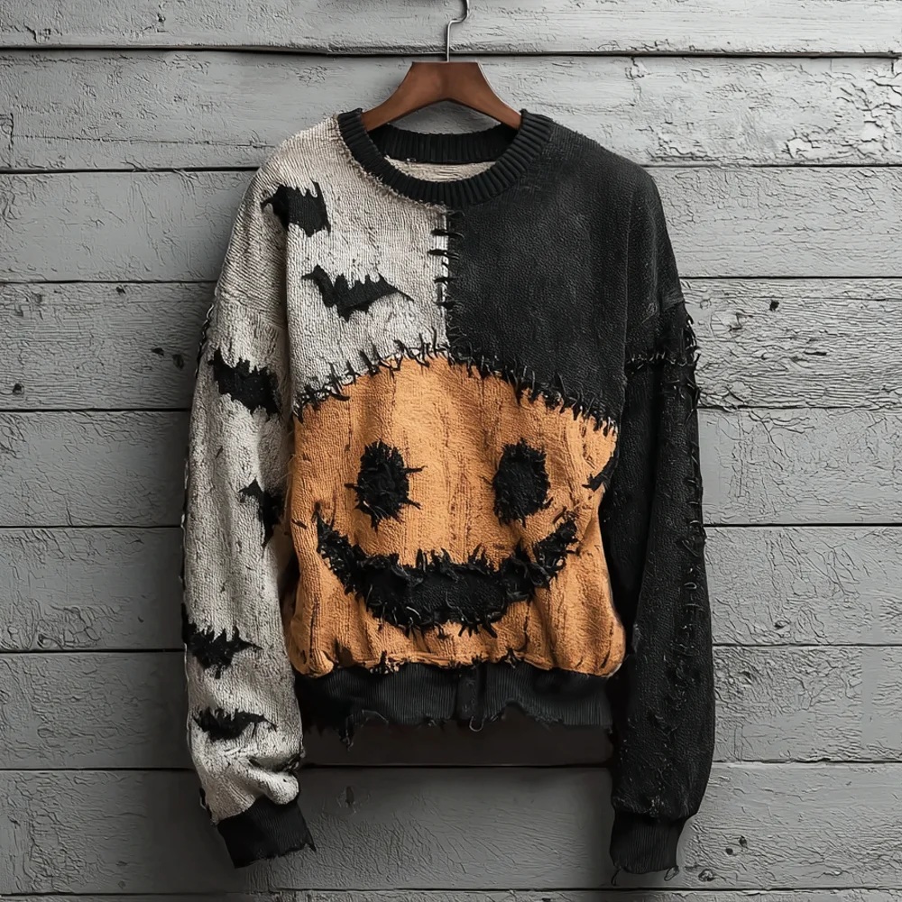 Vintage Halloween  Art Print Knit Pullover Sweater