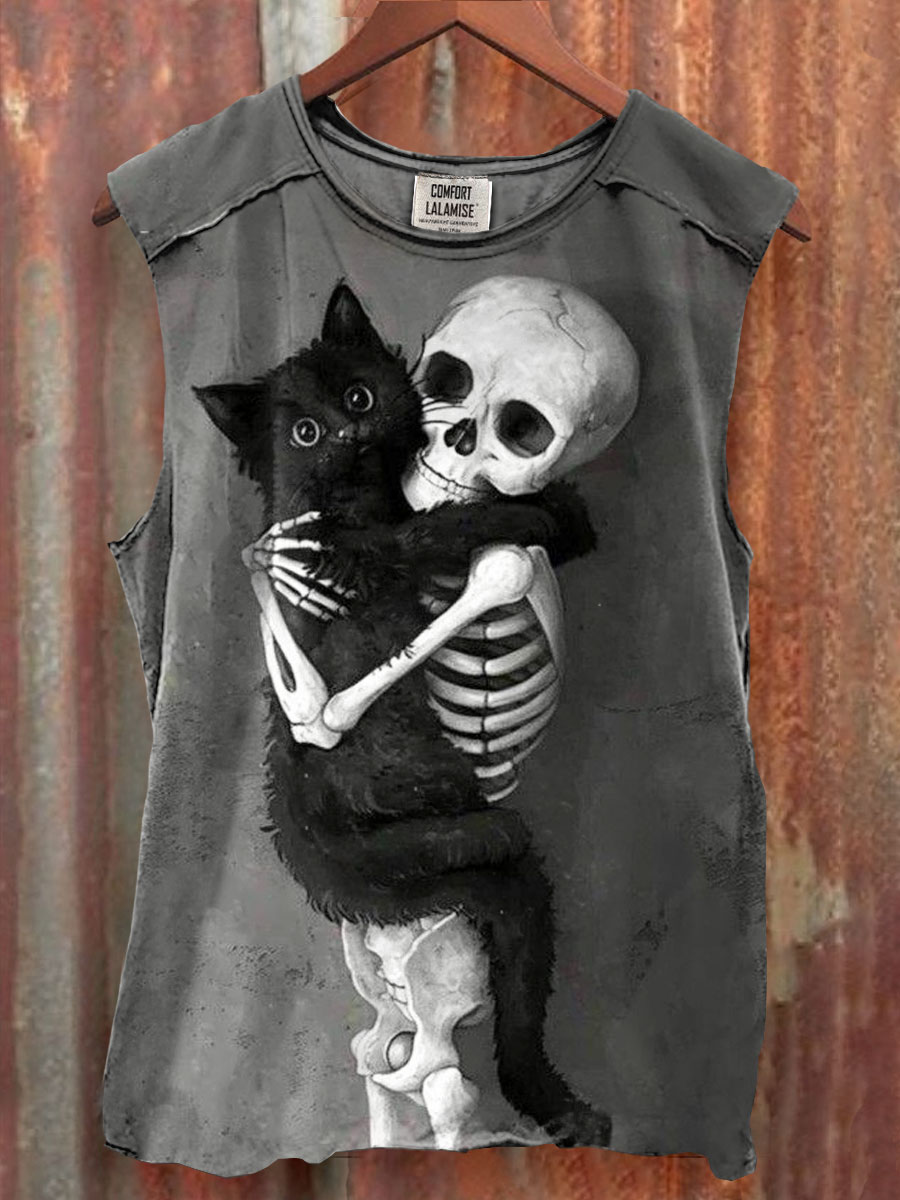 Hug Art Print 100% Cotton Casual Tank Top