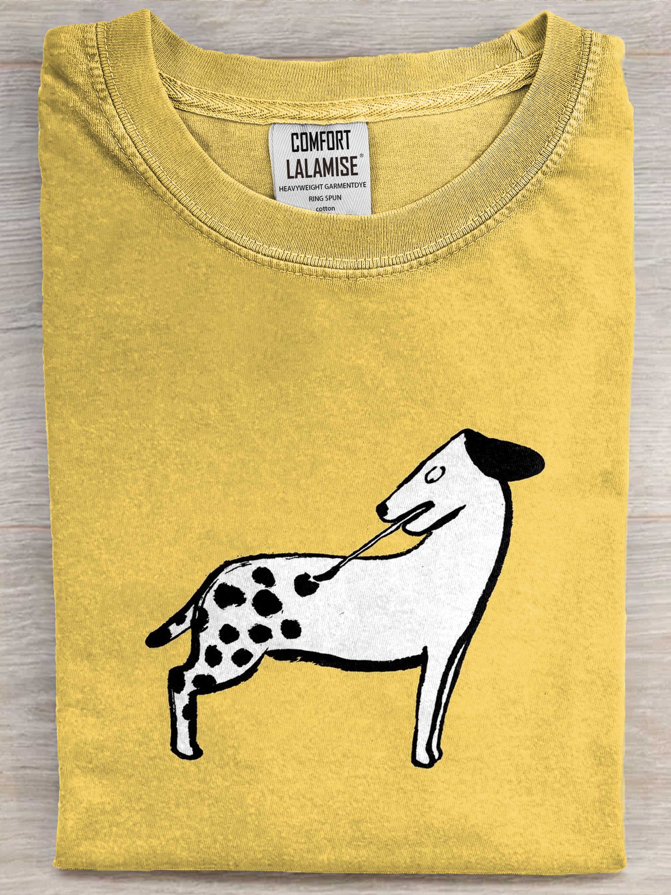 Painting Self Funny Dog Art Print Casual Short Sleeve T-shirt