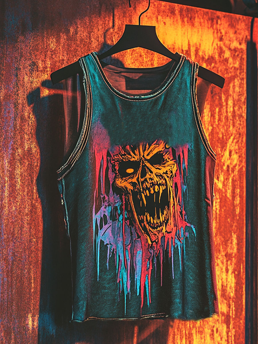 Vintage Zombies Print 100% Cotton Casual Tank Top