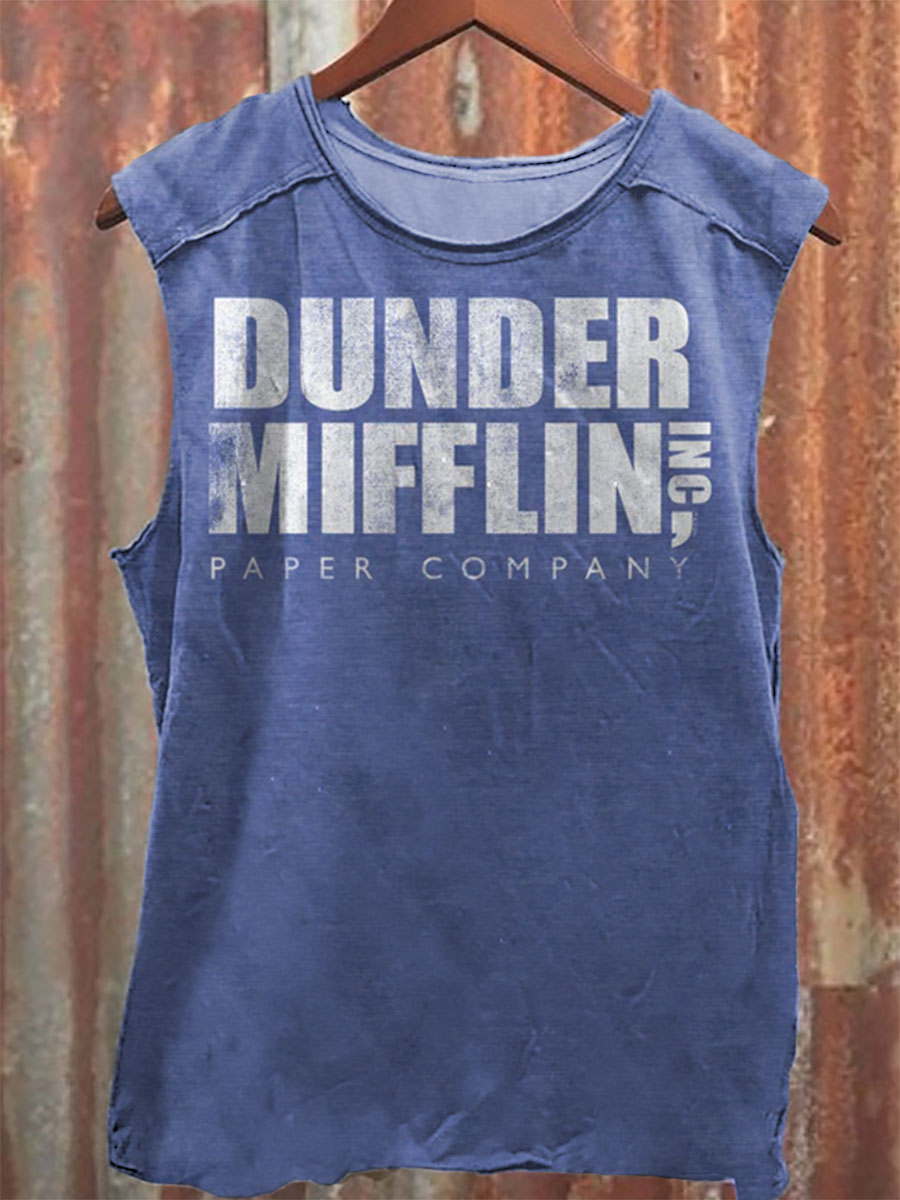 Dunder Mifflin Paper Company Print 100% Cotton Casual Tank Top