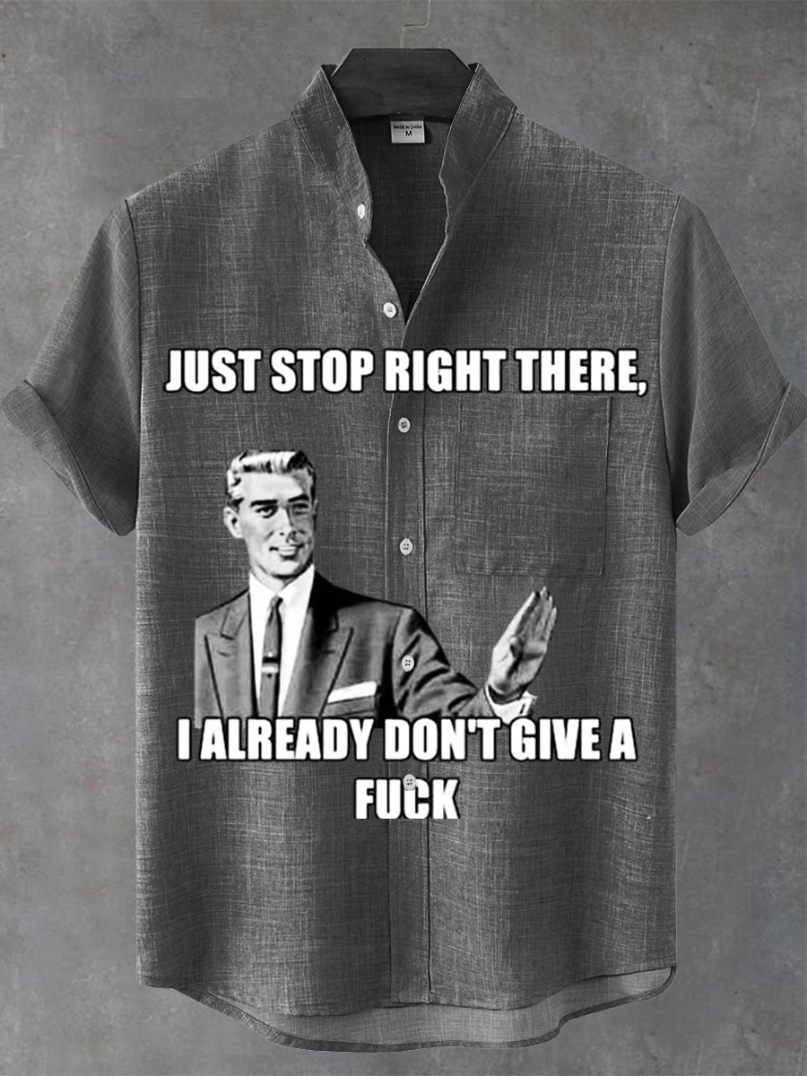 Vintage Funny Print Casual 100% Cotton Shirt