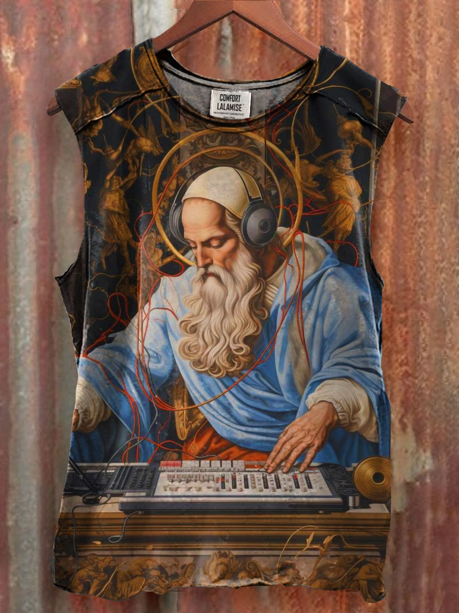 Vintage Funny Art Print 100% Cotton Casual Tank Top