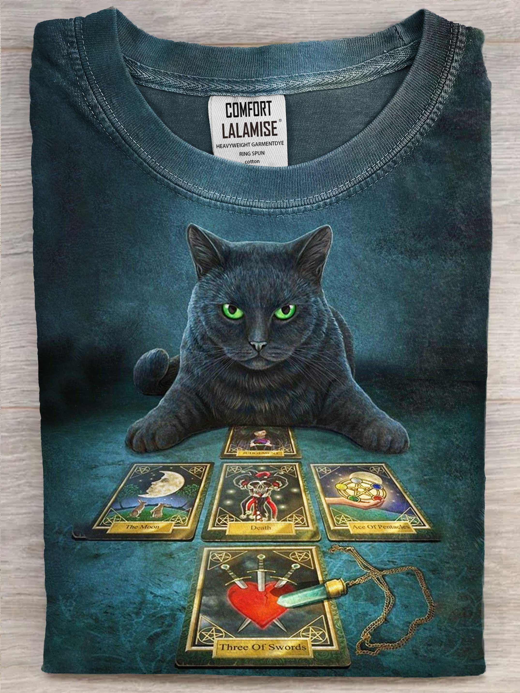 Black Cat Art Casaul Cotton Short Sleeve T-shirt