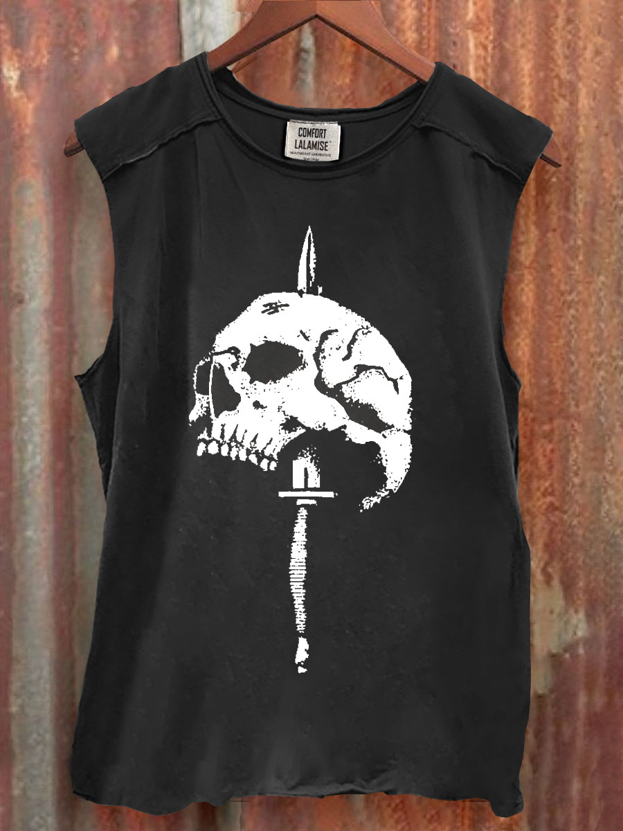 Bone Art Print 100% Cotton Casual Tank Top
