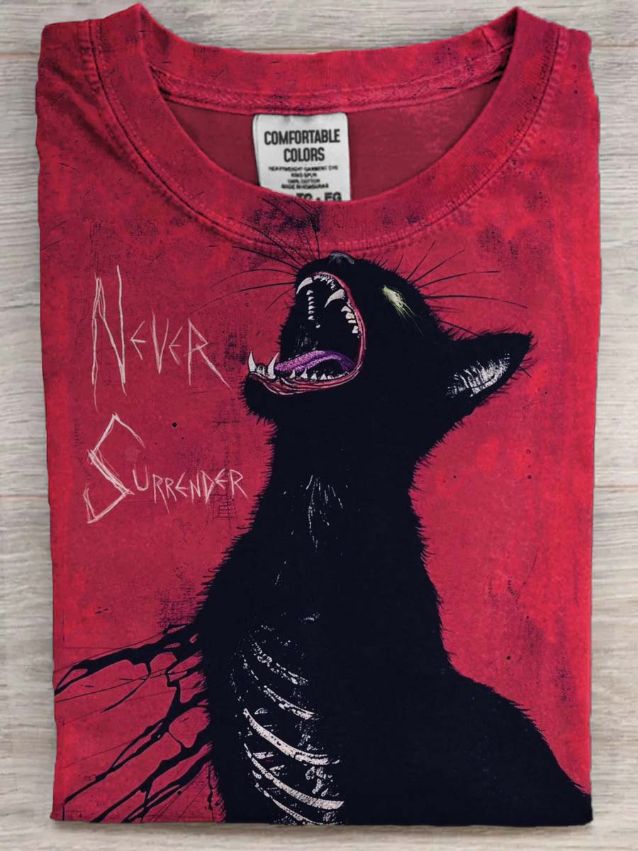 Roaring Cat Print Casual Short Sleeve T-Shirt