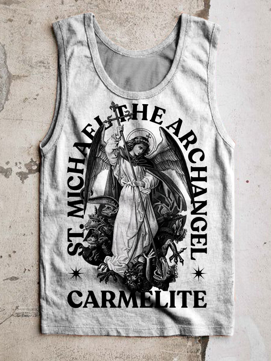St Michael The Archangel Print 100% Cotton Casual Tank Top