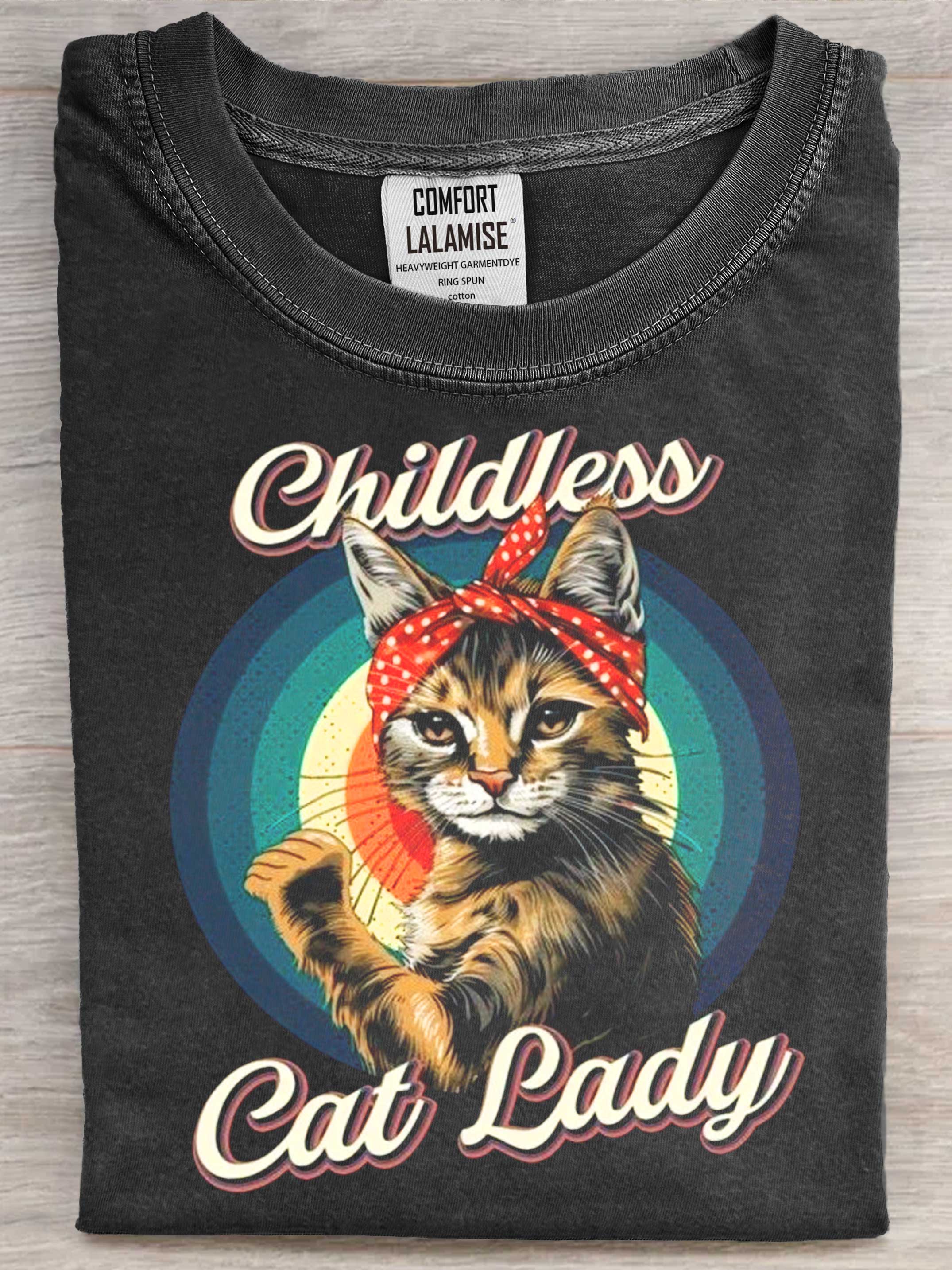 Childless Cat Lady Art Print Casaul Short Sleeve T-shirt