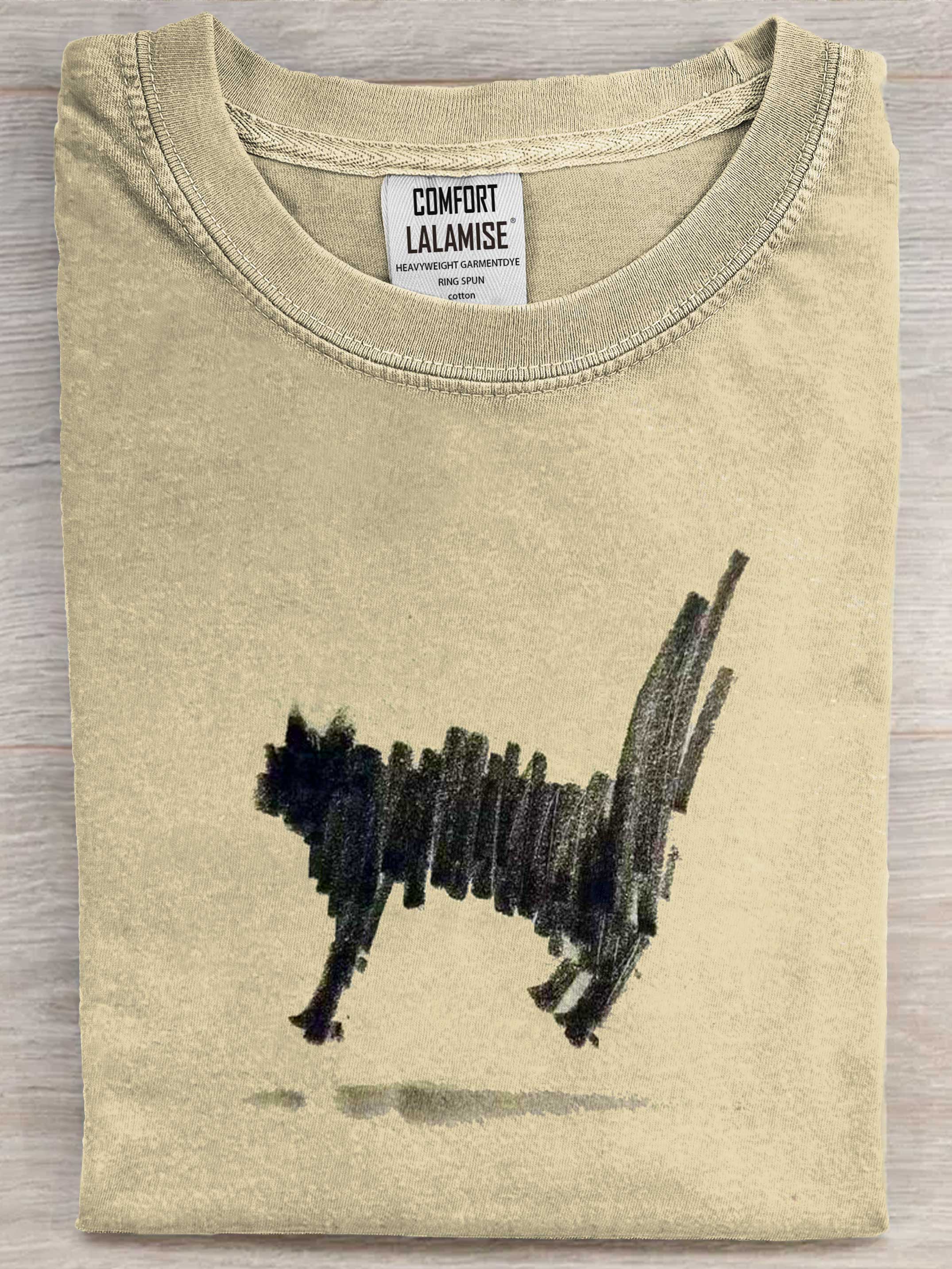 Abstrct Cat Art Print Casual Short Sleeve T-shirt