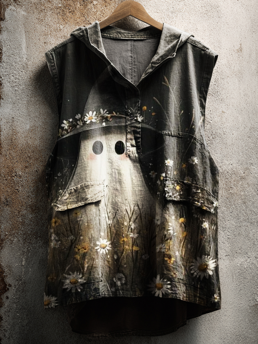 Ghost Print Casual Tank Top