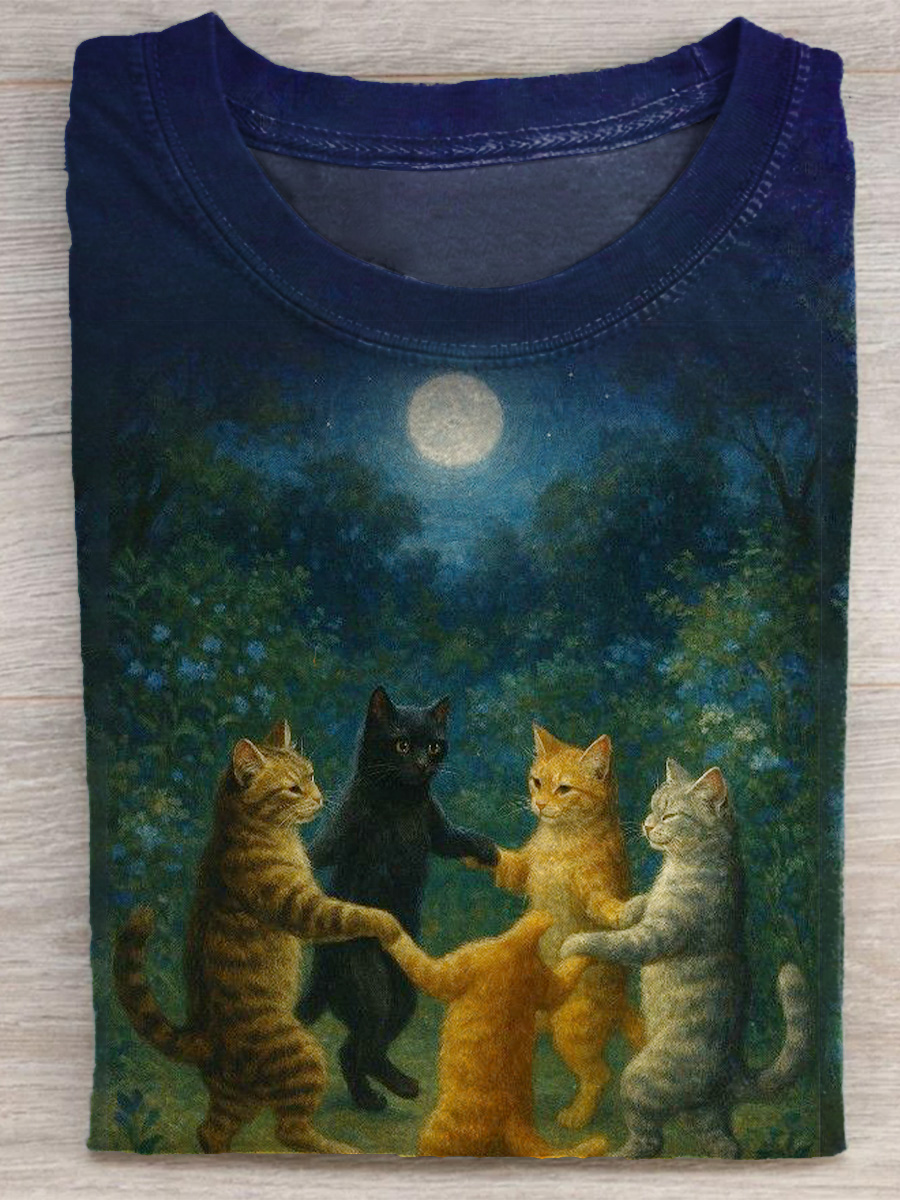 Retro Cat Art Print T-shirt