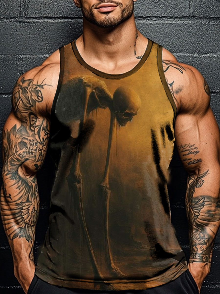 Skeleton Print Tank Top