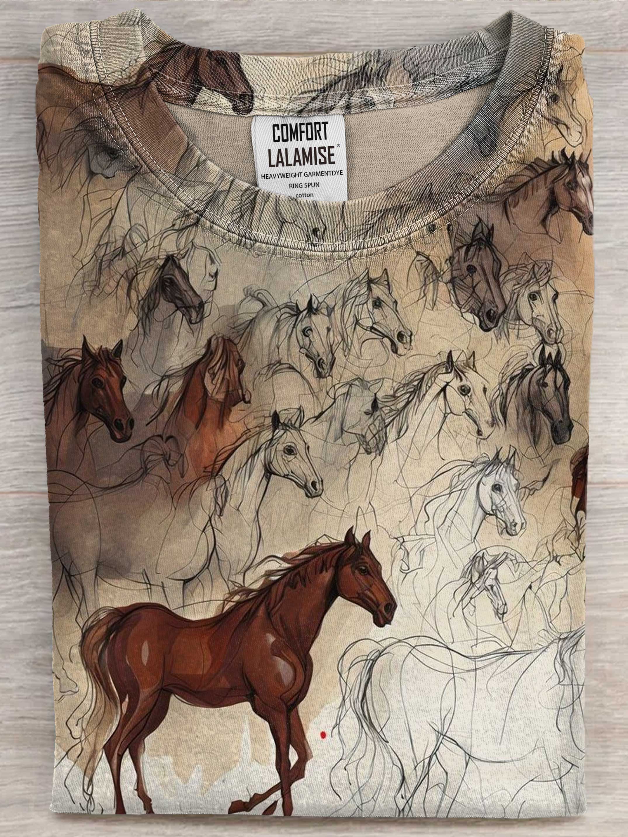 Horse Casaul Art Print Short Sleeve T-shirt
