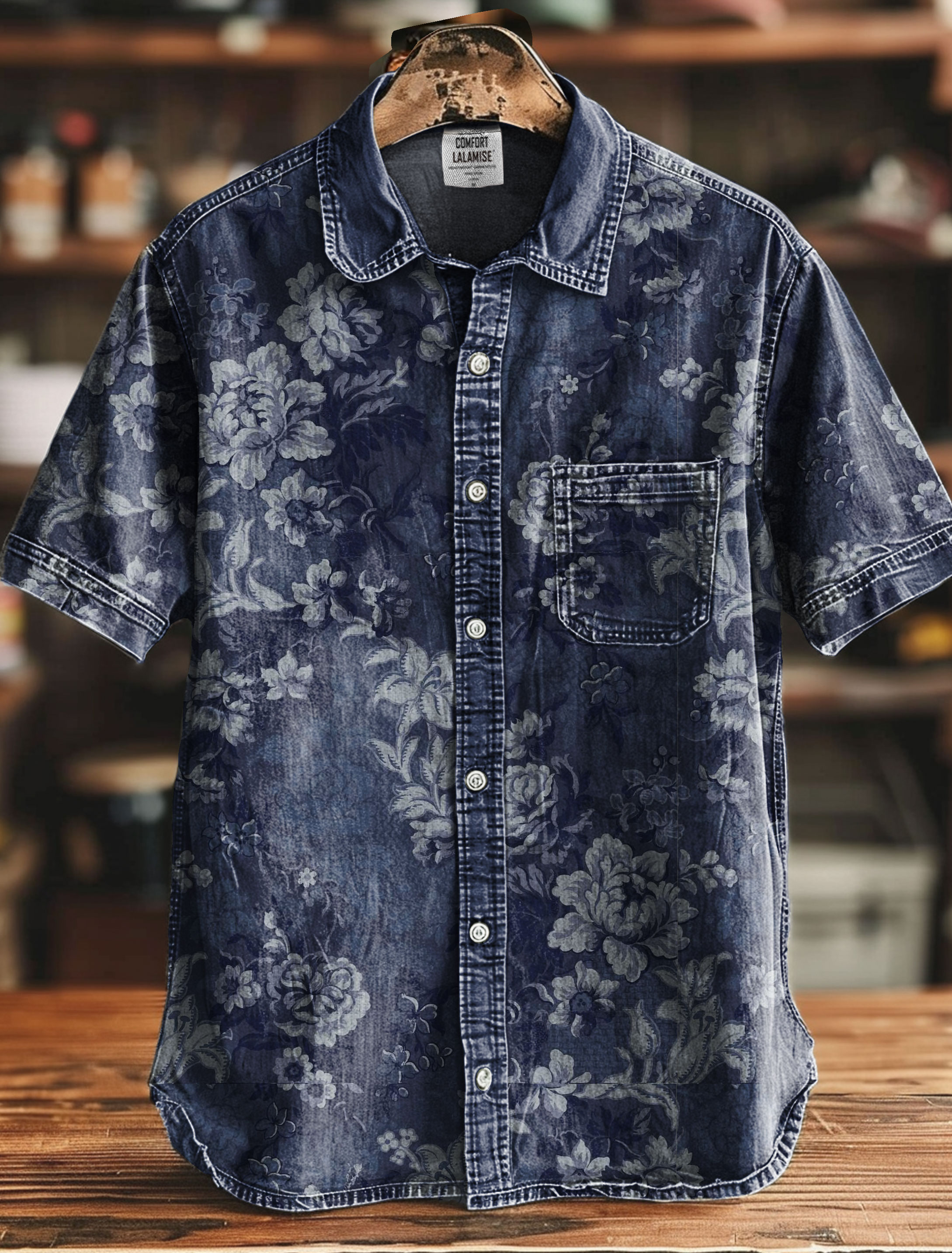 Vintage Bloom Art Print Casual 100% Cotton Shirt
