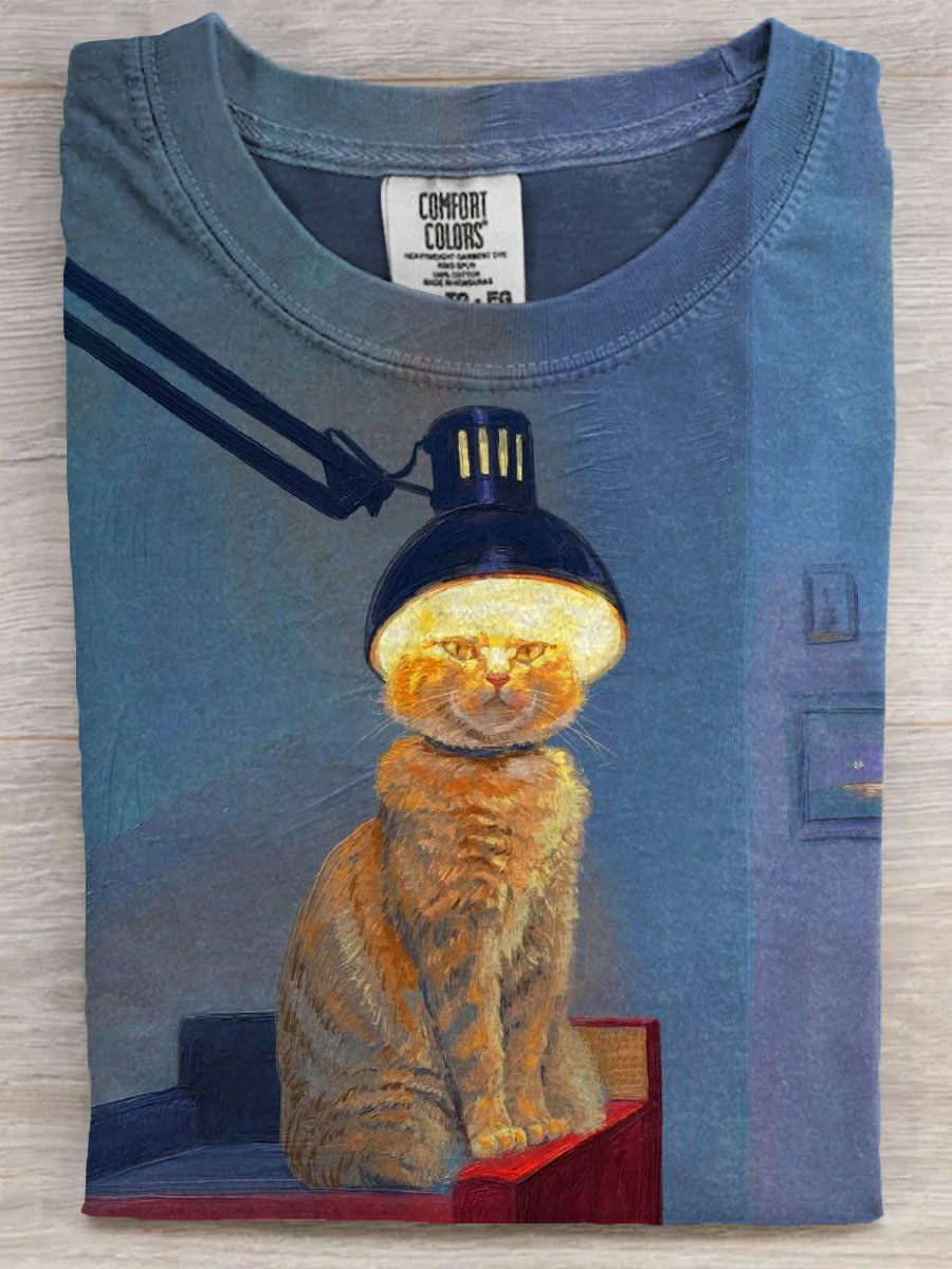 Funny Cat Moment Art Print Casaul Short Sleeve T-shirt