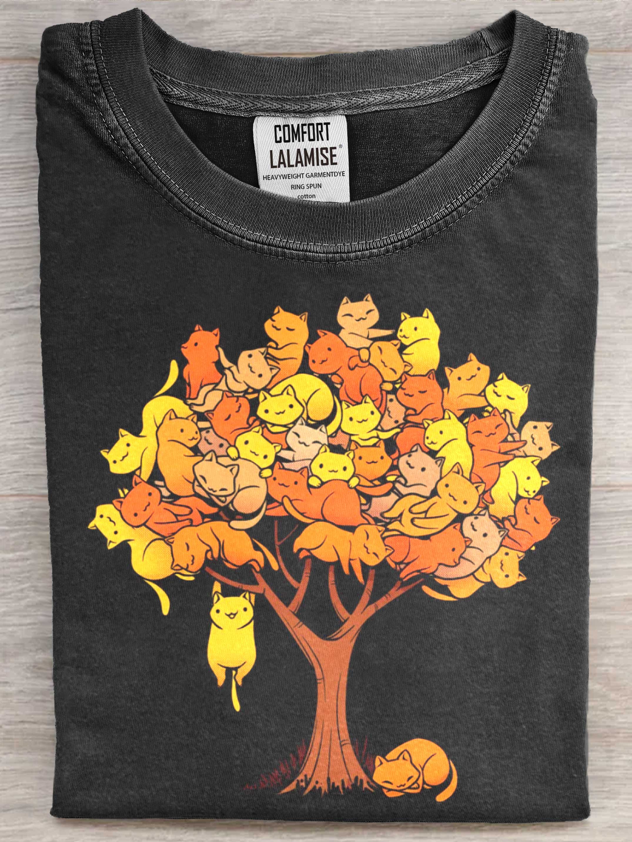 Cat Tree Art Print Casual Short Sleeve T-shirt