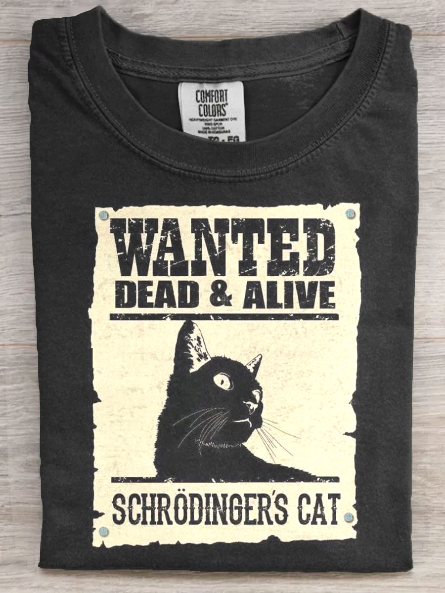 Wanted Funny Cat Art Print Casaul Short Sleeve T-shirt