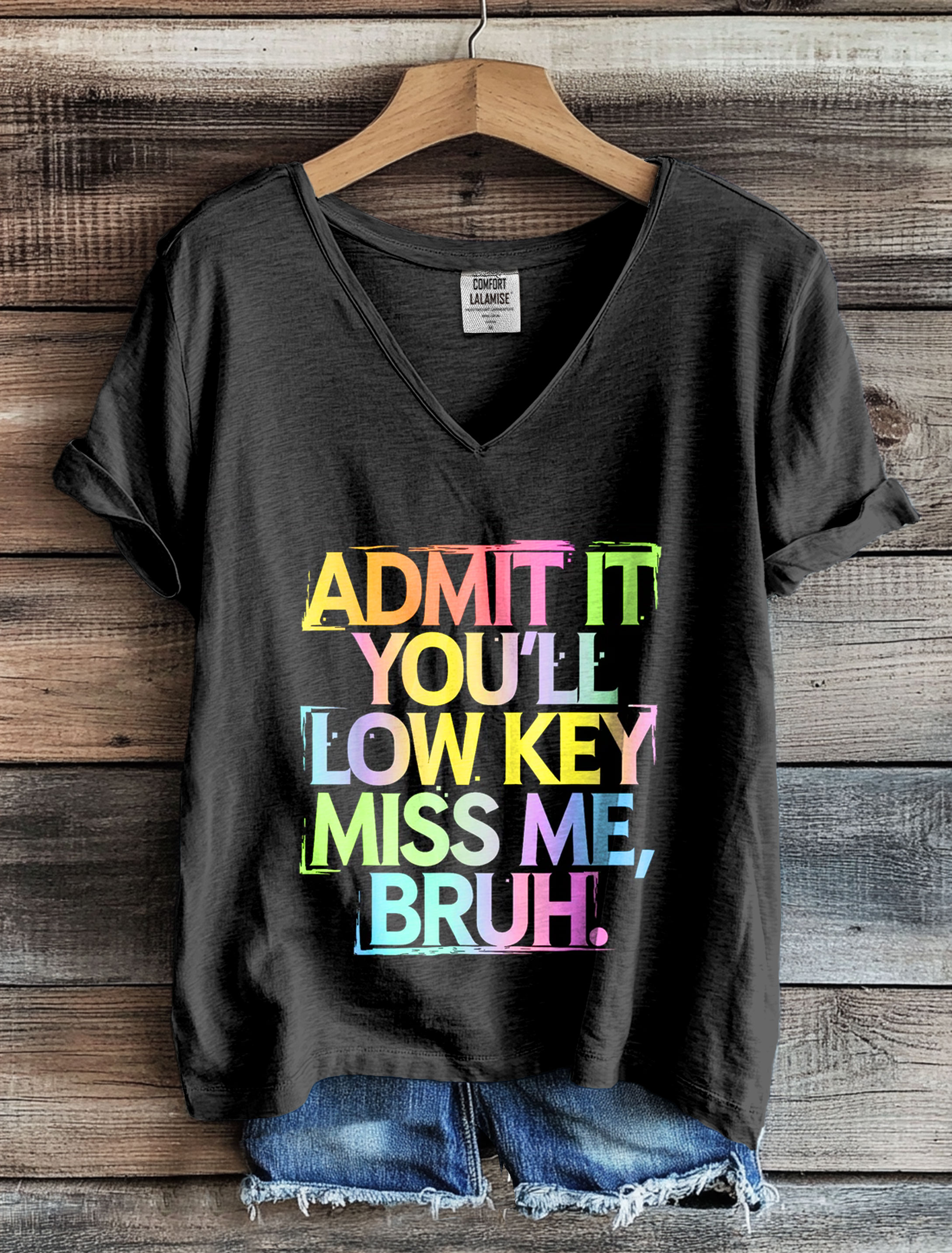 Admit It You'll Low Key Miss Me Bruh Bruh Teacher  V-neck T-shirt
