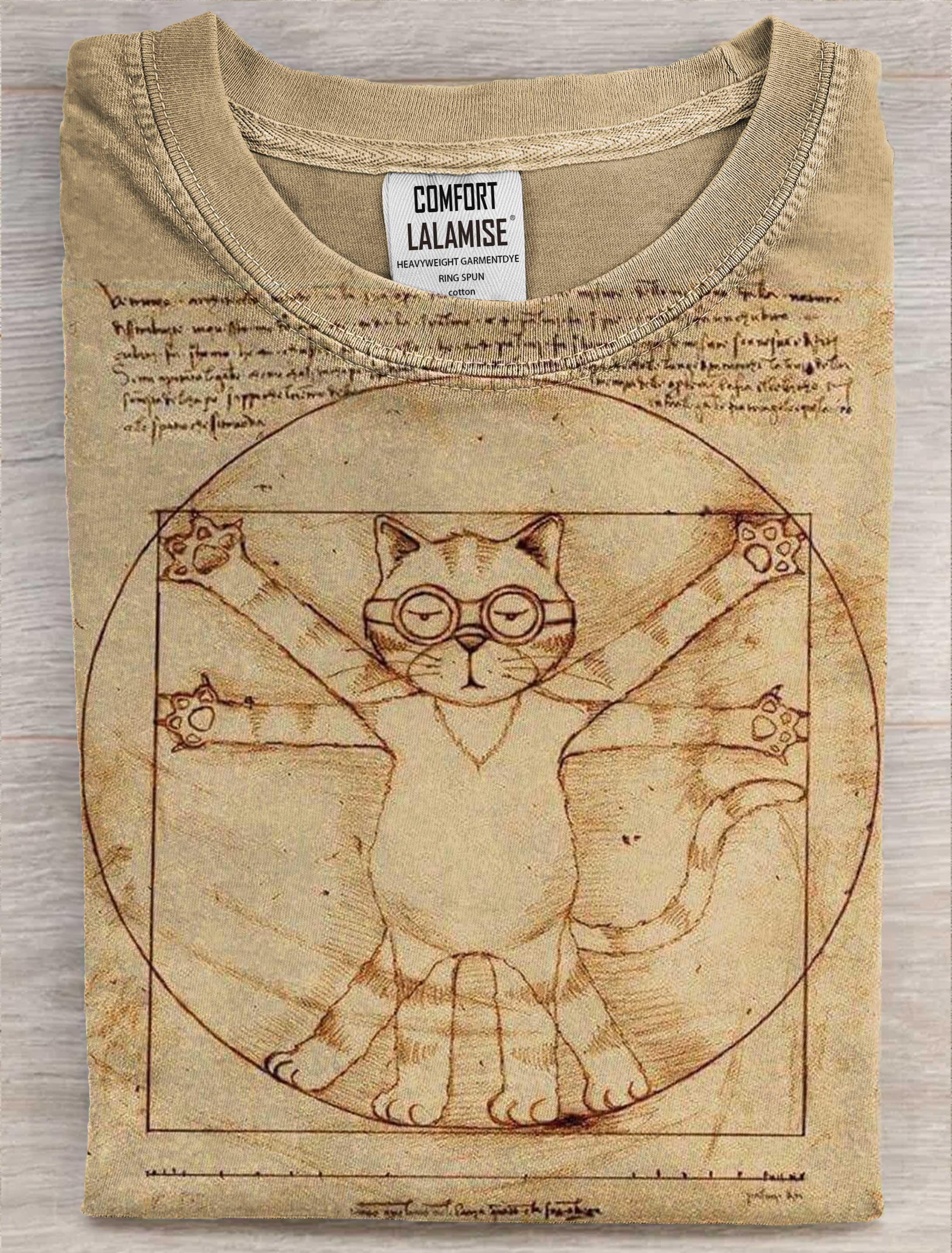 Cat Funny Cat Art Print Casual Short Sleeve T-shirt