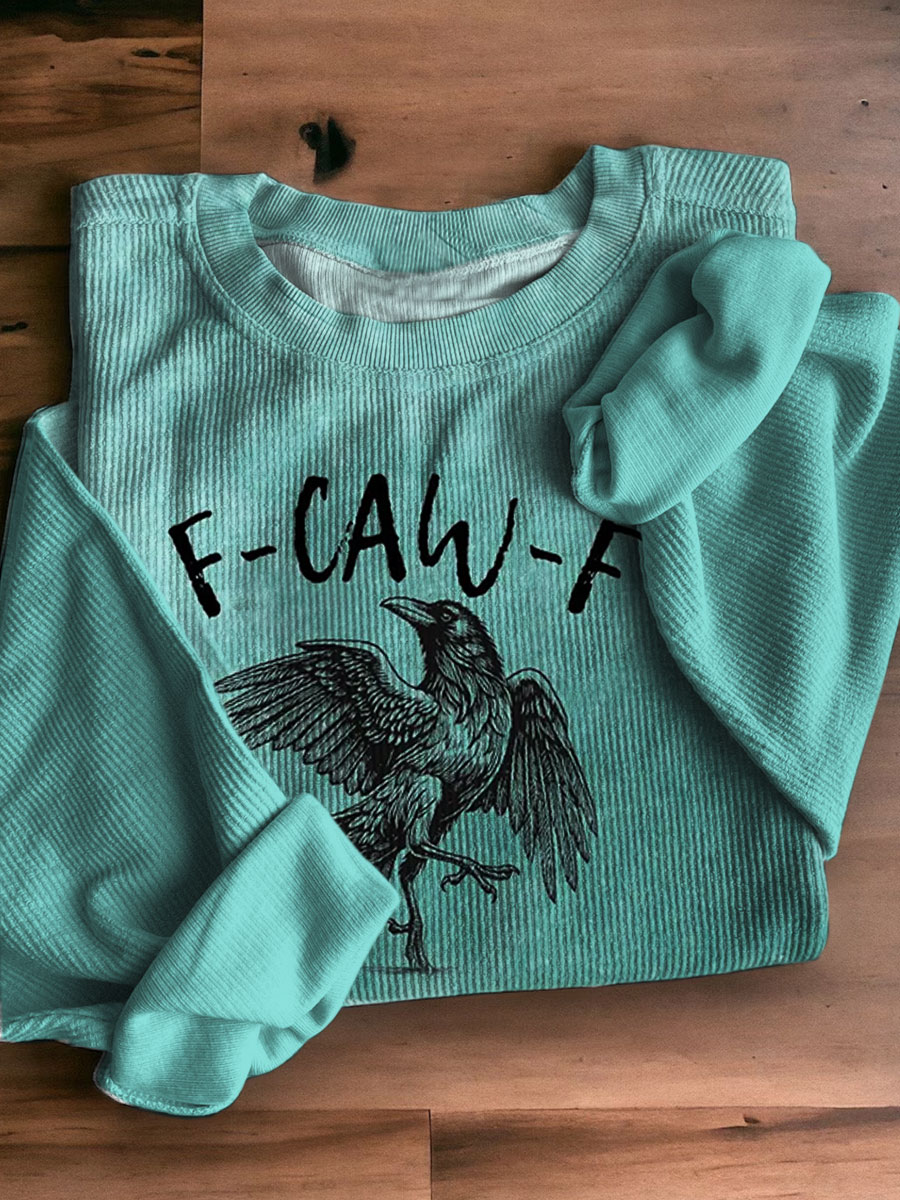 Funny Print Corduroy Sweatshirt