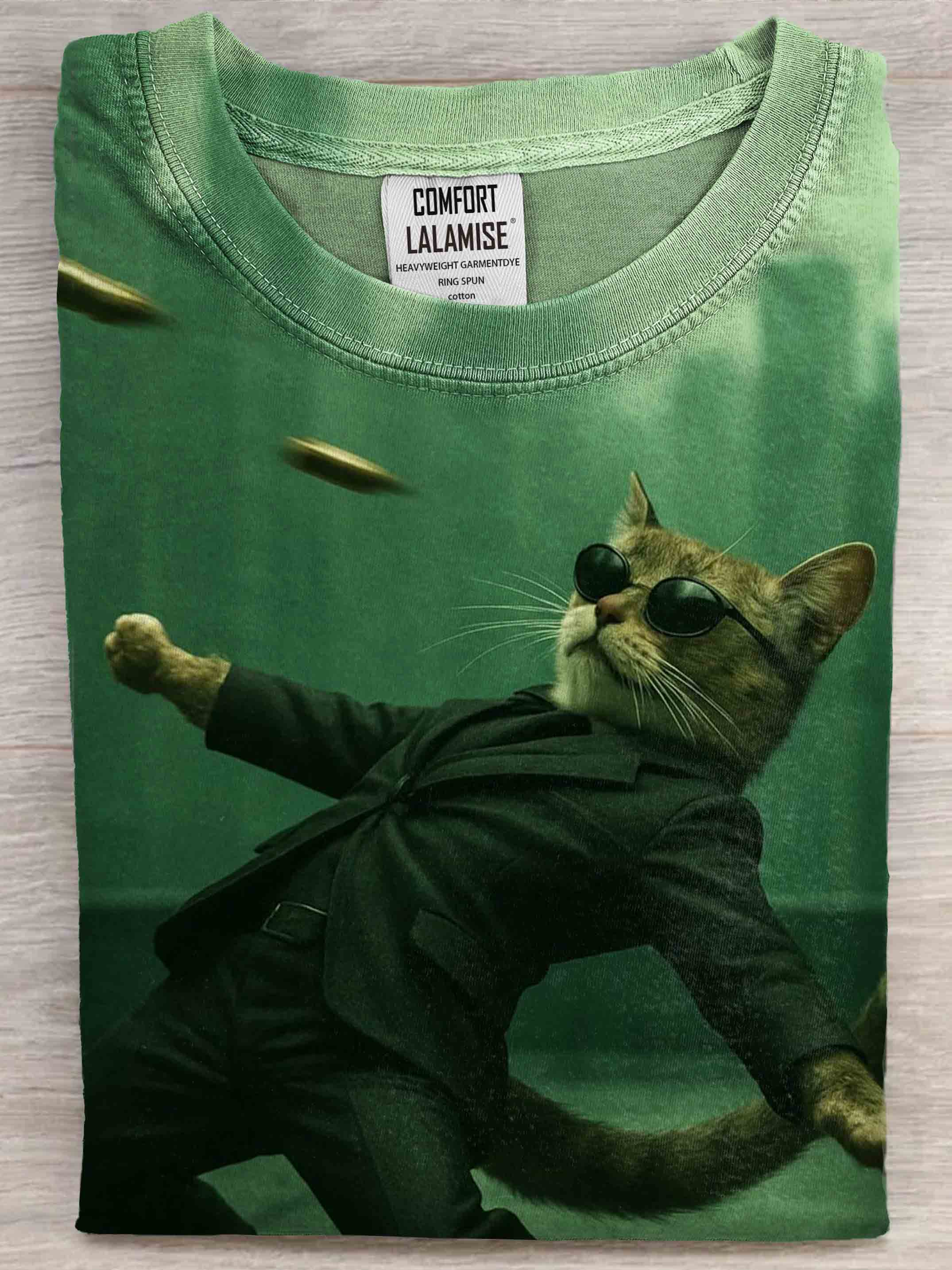 Funny Cat Art Print Casaul Short Sleeve T-shirt