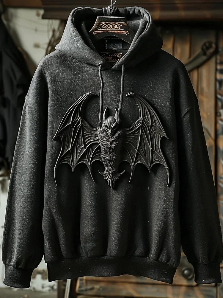 Dark Bat Halloween Horror 3D Art Casual Cozy Long Sleeve Sweatshirt