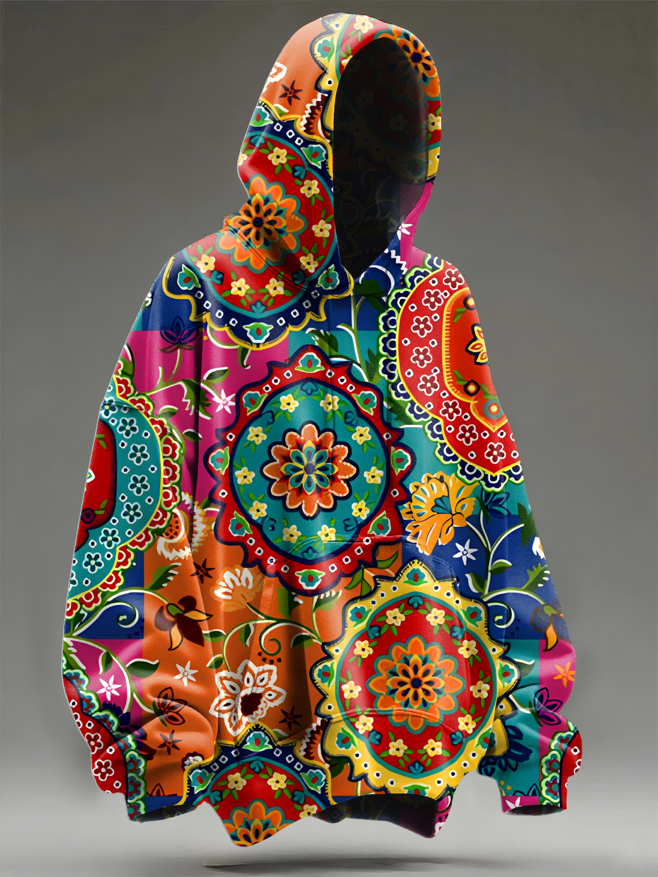 Vintage Ethnic Multicolor Pattern Art Print Casual Hoodie Sweatshirt